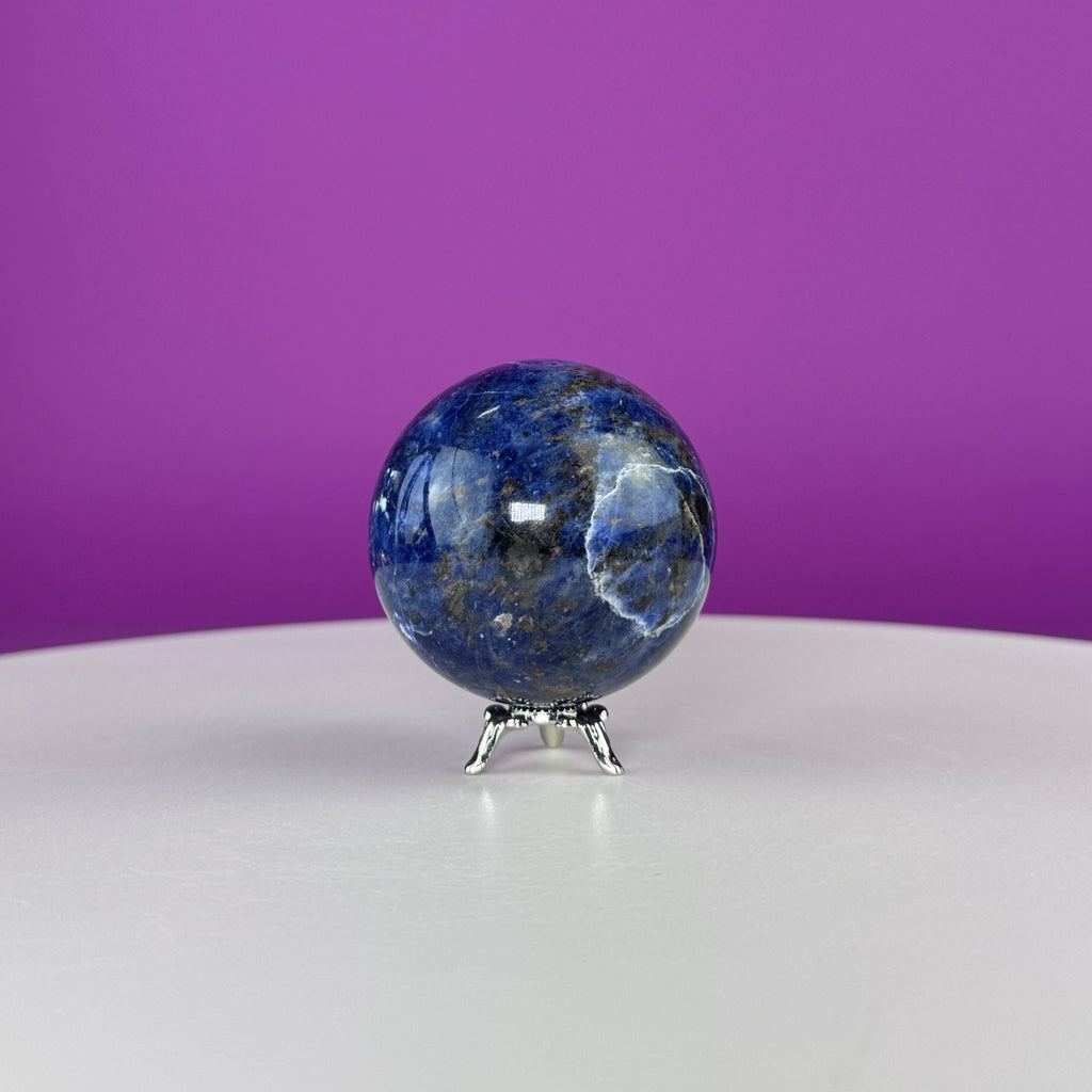 Sodalite Sphere with Stand 175g | Healing Crystal Ball | Throat Chakra Stone | Home Decor Gift