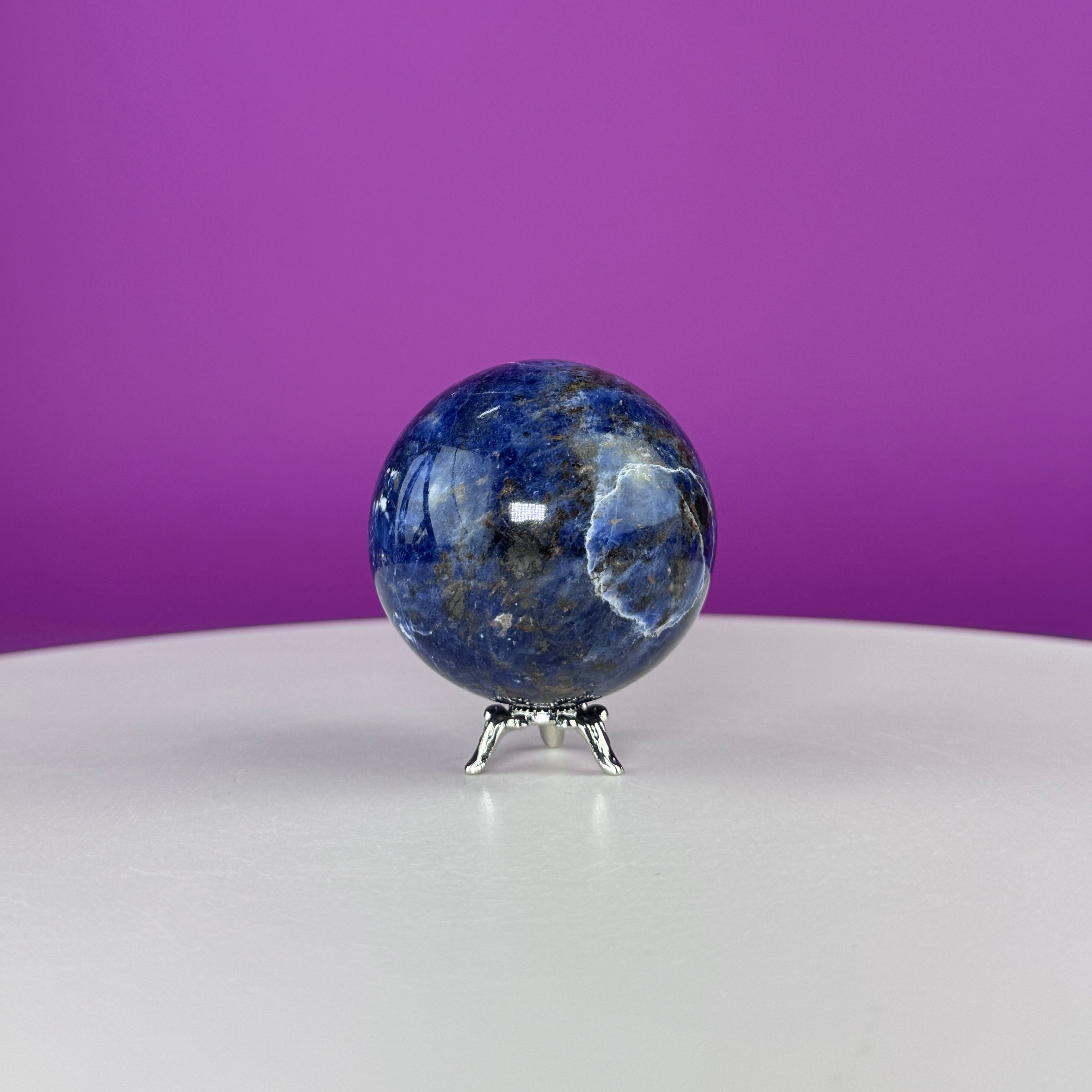 Sodalite Sphere with Stand 175g | Healing Crystal Ball | Throat Chakra Stone | Home Decor Gift
