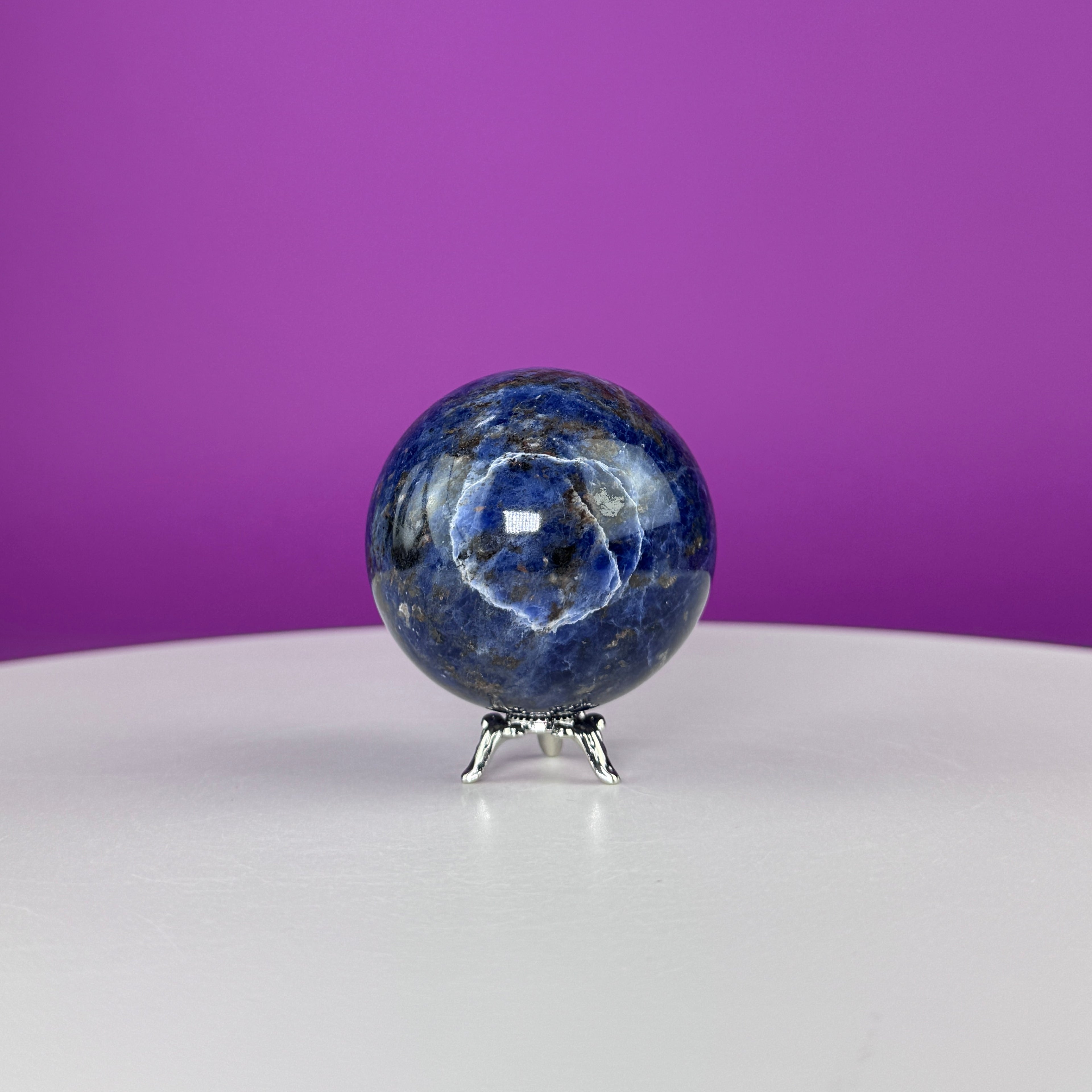 Sodalite Sphere with Stand 175g | Healing Crystal Ball | Throat Chakra Stone | Home Decor Gift
