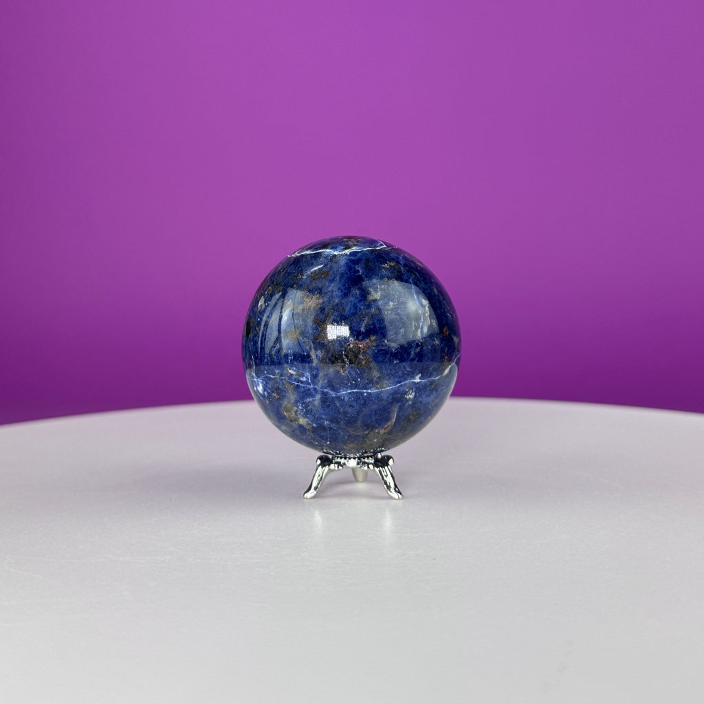 Sodalite Sphere with Stand 175g | Healing Crystal Ball | Throat Chakra Stone | Home Decor Gift