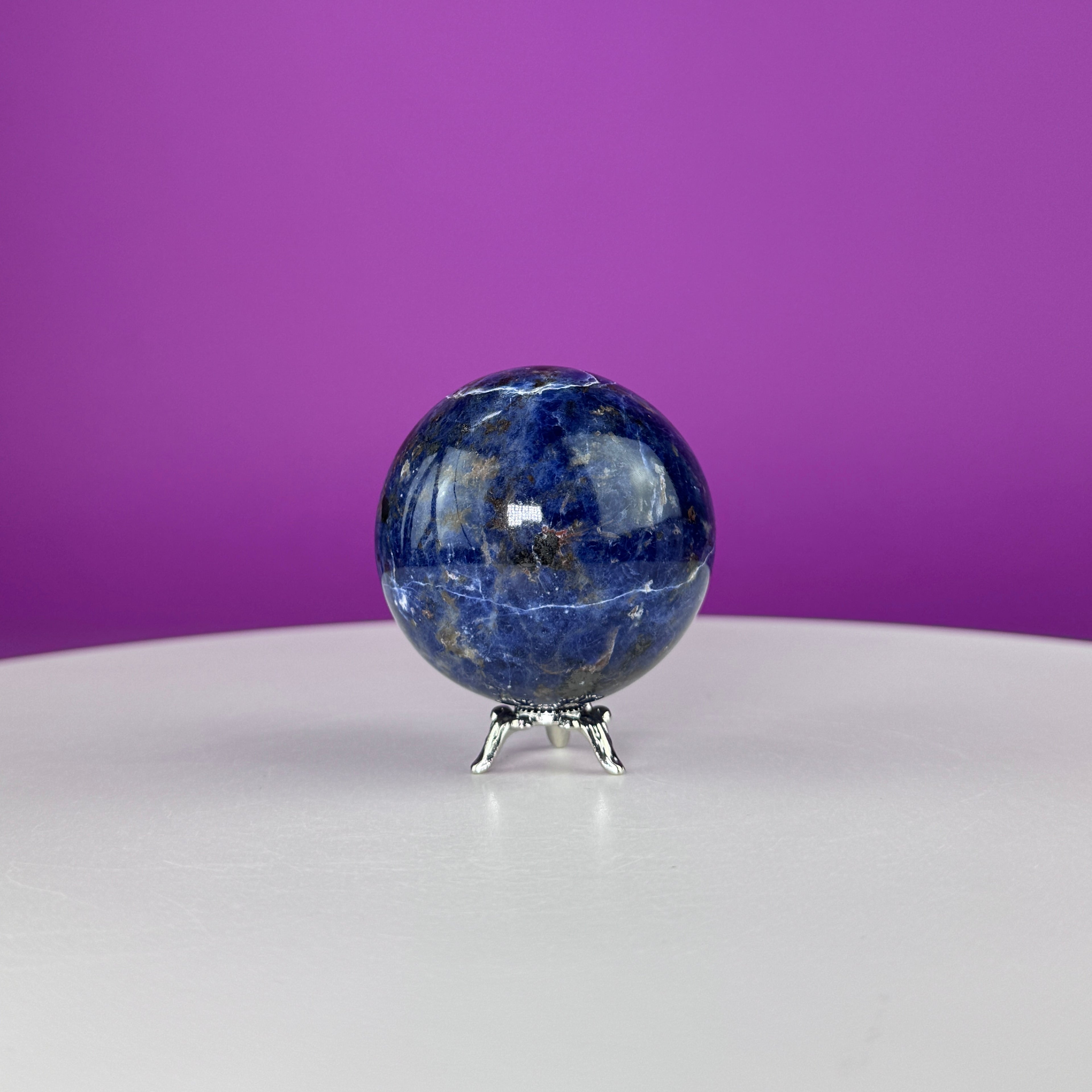 Sodalite Sphere with Stand 175g | Healing Crystal Ball | Throat Chakra Stone | Home Decor Gift