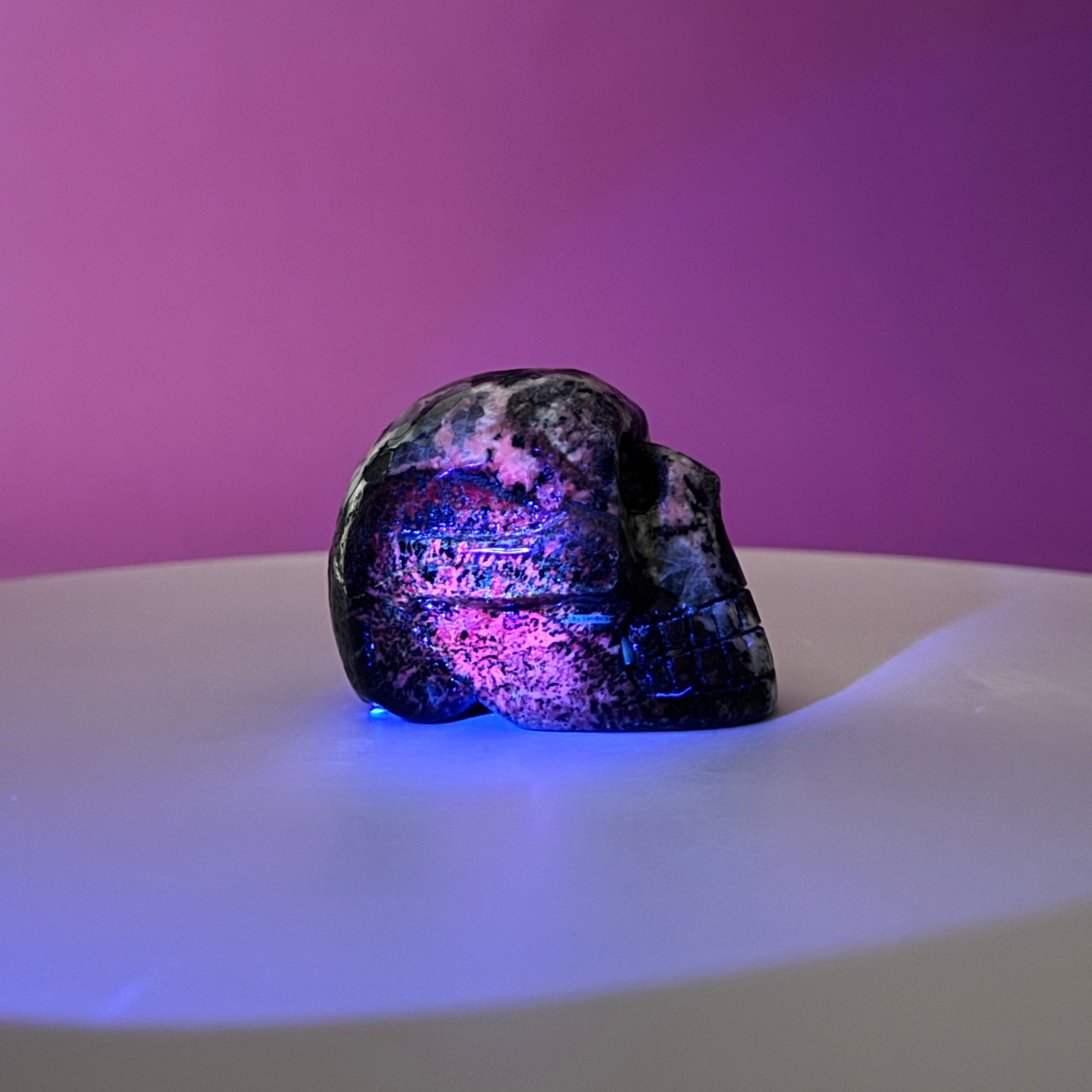 Australian Orbiculite Skull 195g | UV Reactive Crystal Skull | Natural Orbicular Stone Carving