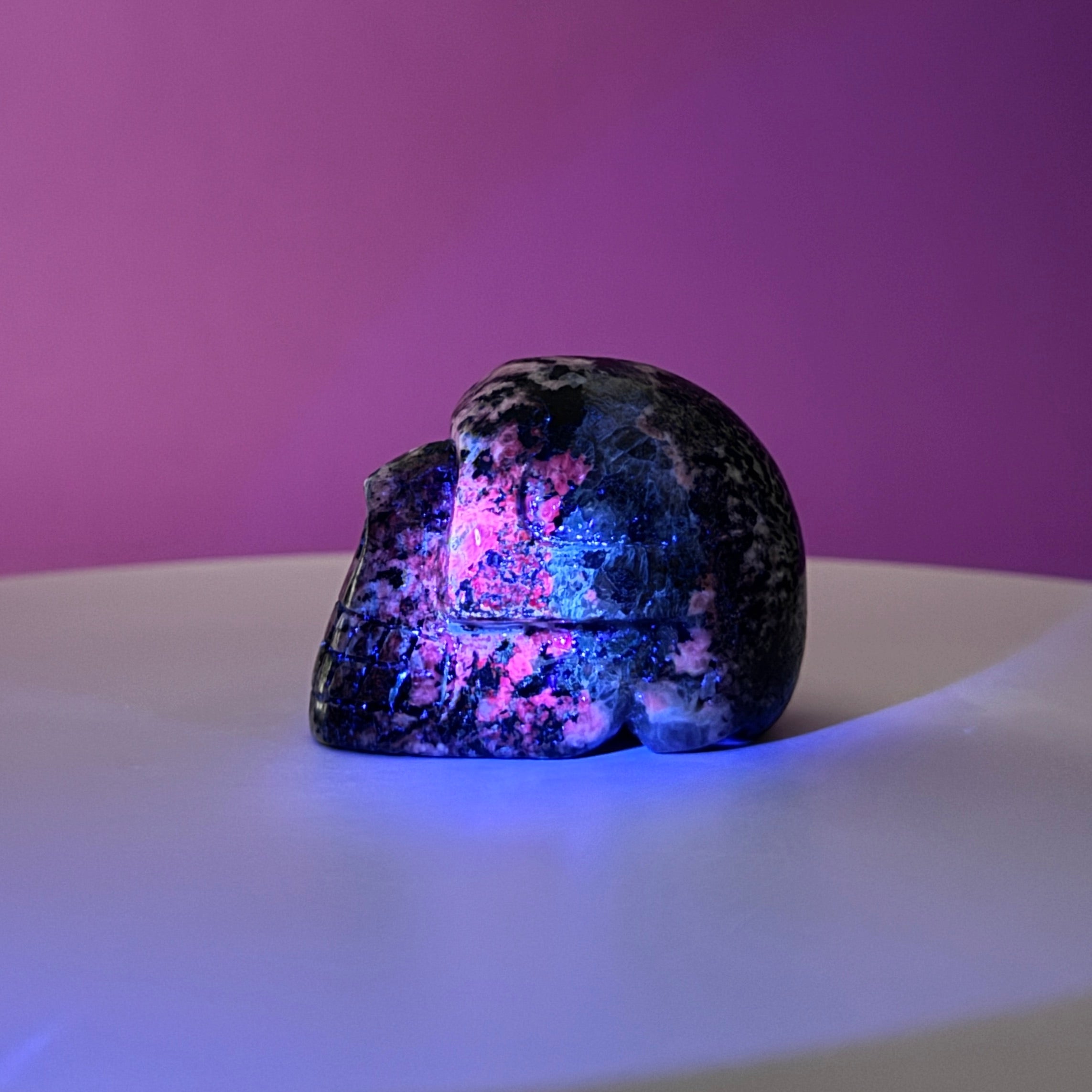 Australian Orbiculite Skull 195g | UV Reactive Crystal Skull | Natural Orbicular Stone Carving