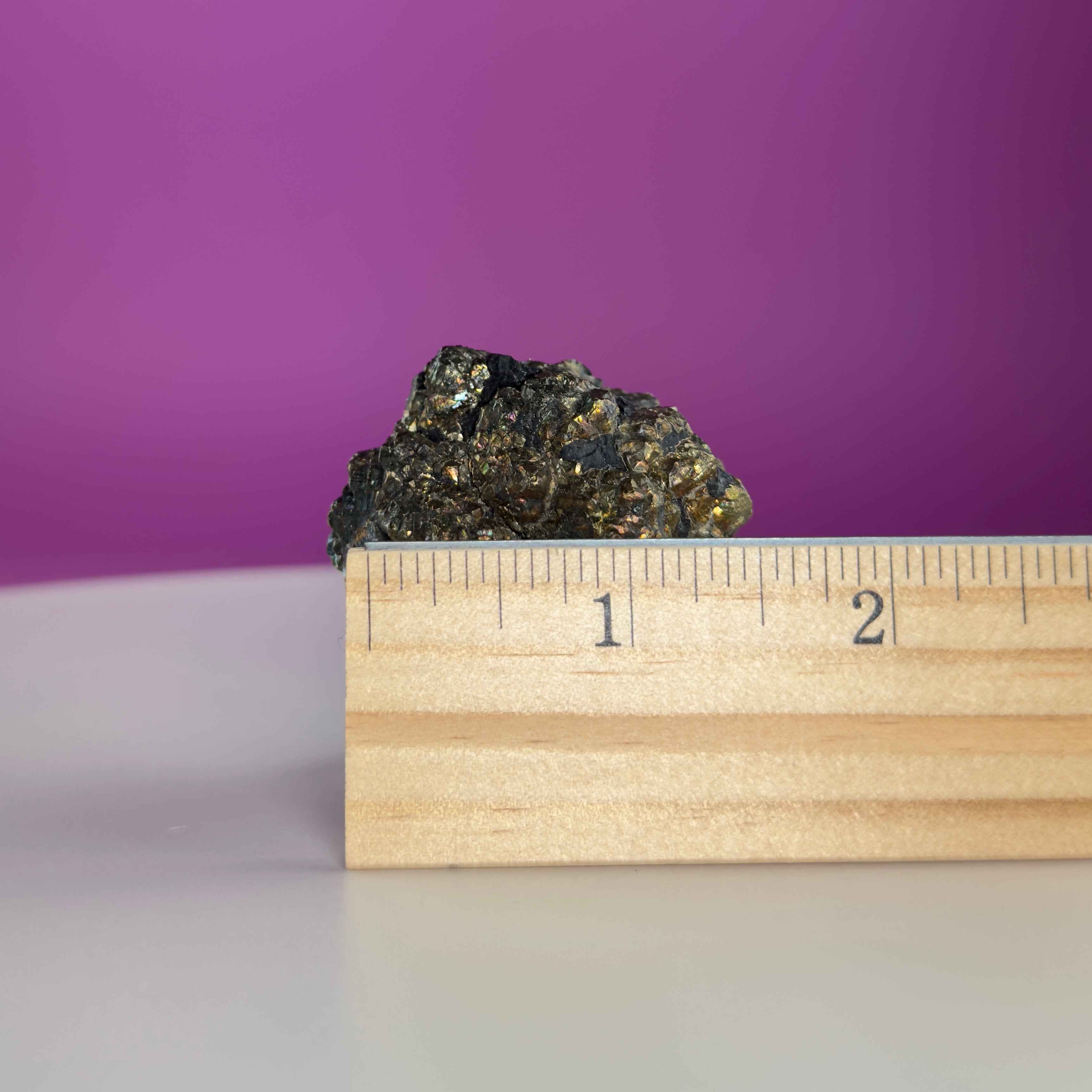 Iridescent Pyrite Specimen – 117g Abundance & Prosperity Crystal from Pakistan (With Stand)