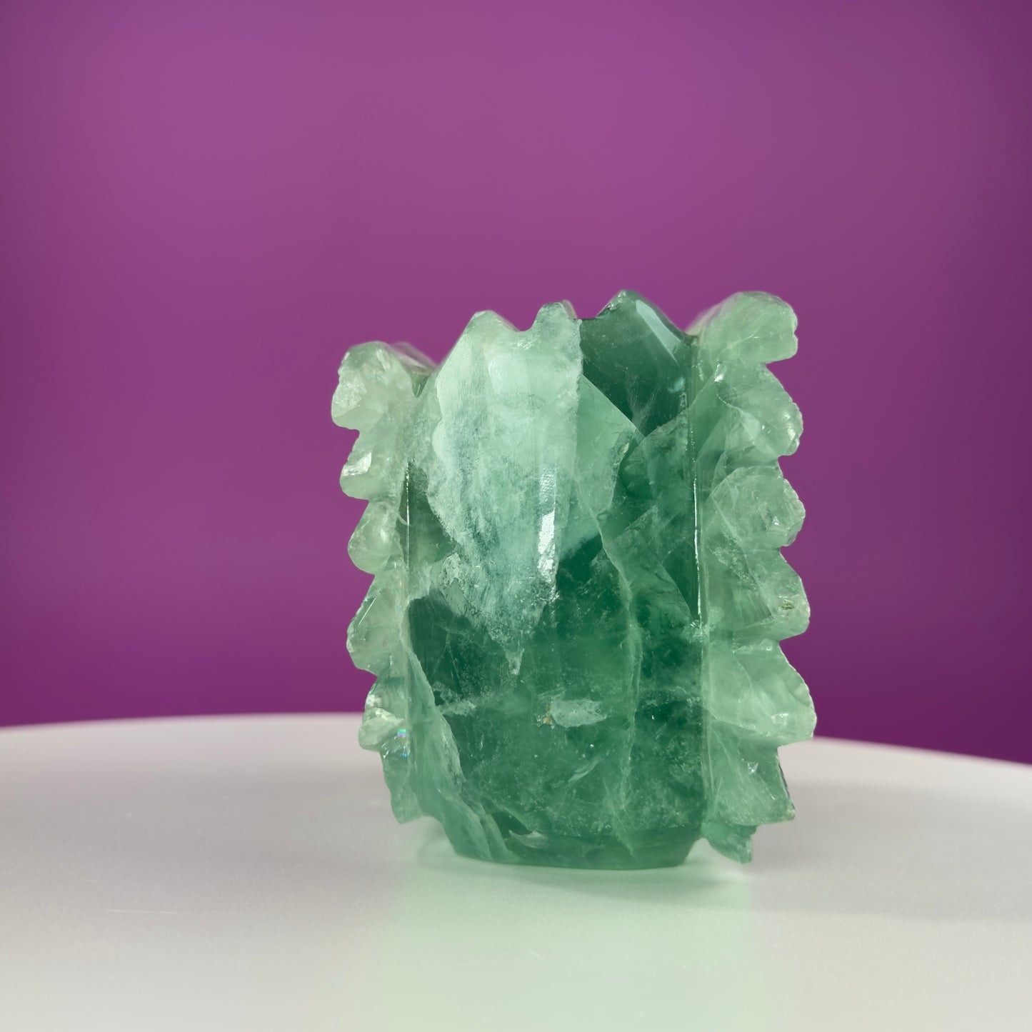 Green Fluorite Collector Skull – 1,743g UV Reactive Statement Carving