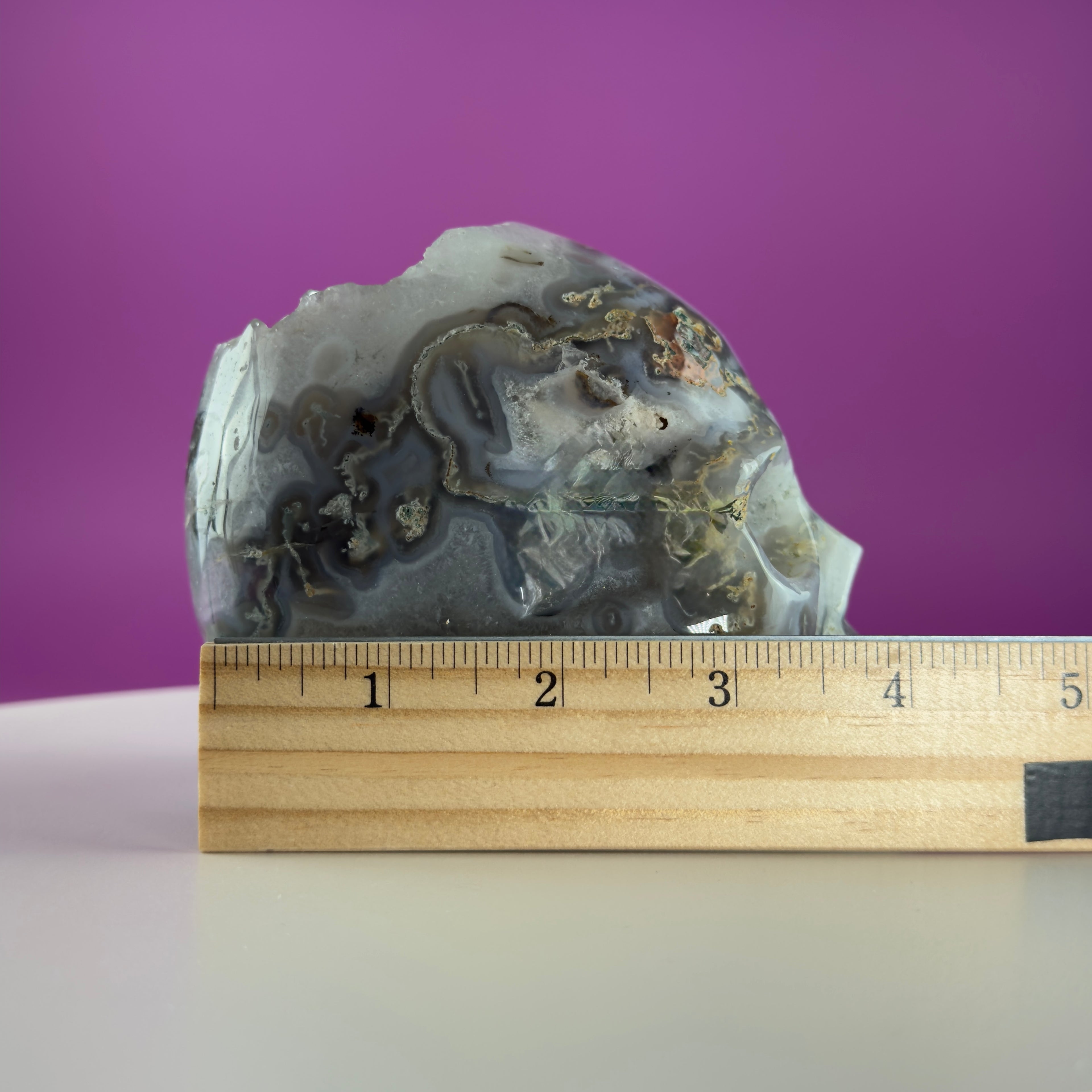 Moss Agate Skull with Druzy – 1,446g Collector Statement Piece