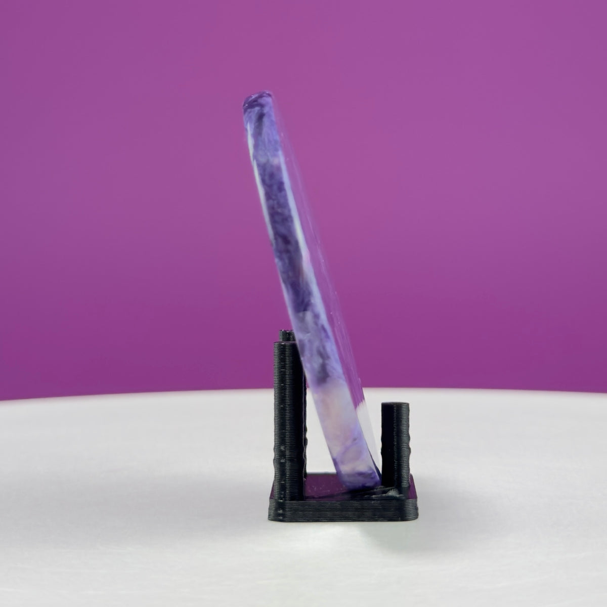 Charoite Disc with Stand | Russian Charoite | Purple Crystal – 43g