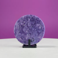 Charoite Disc with Stand | Russian Charoite | Purple Crystal – 45g