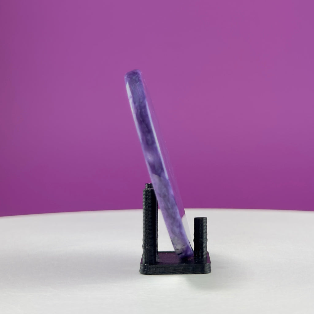 Charoite Disc with Stand | Russian Charoite | Purple Crystal – 45g