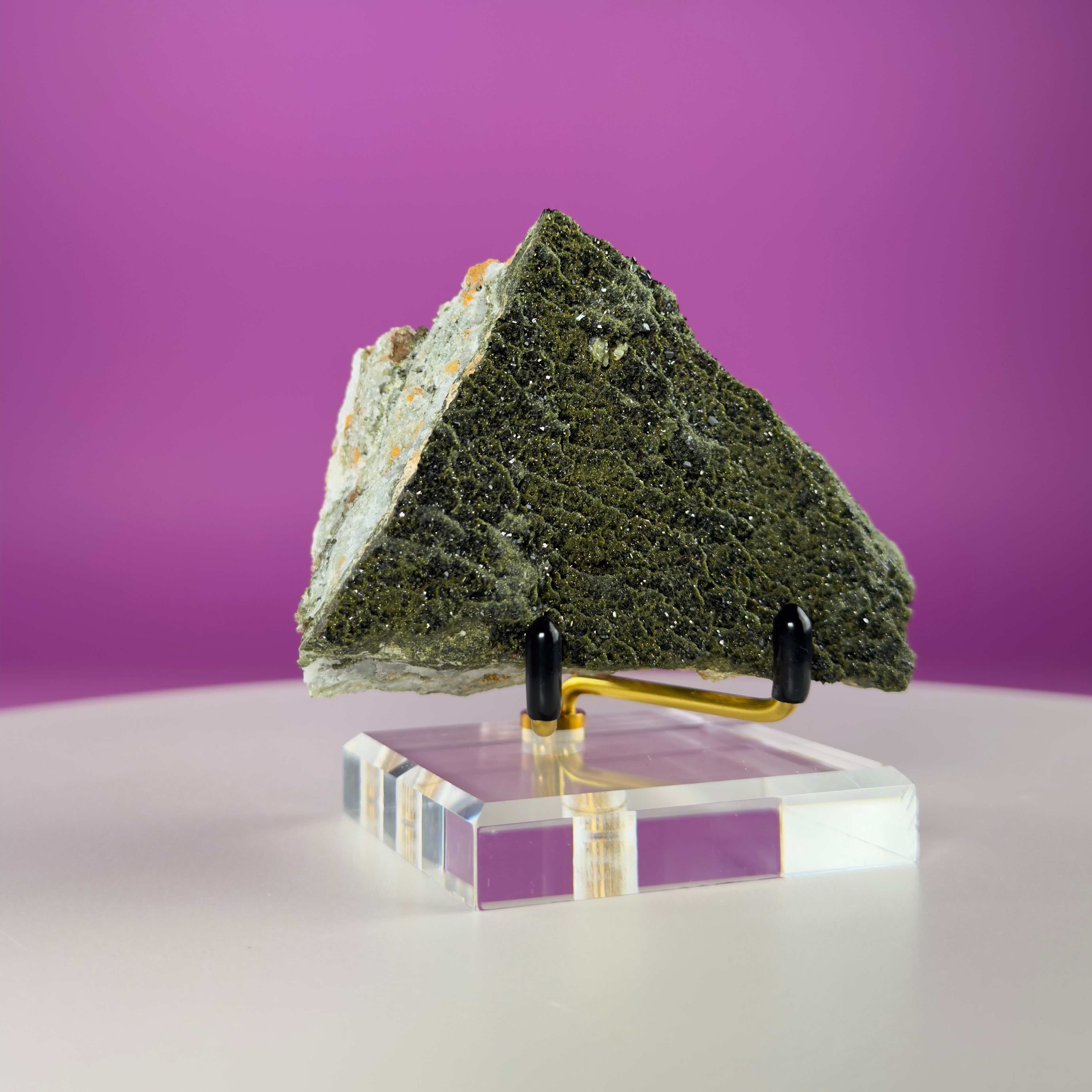 Epidote on Quartz Specimen from Turkey – Natural Crystal Mineral Display 250g