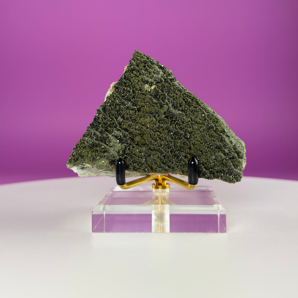 Epidote on Quartz Specimen from Turkey – Natural Crystal Mineral Display 250g