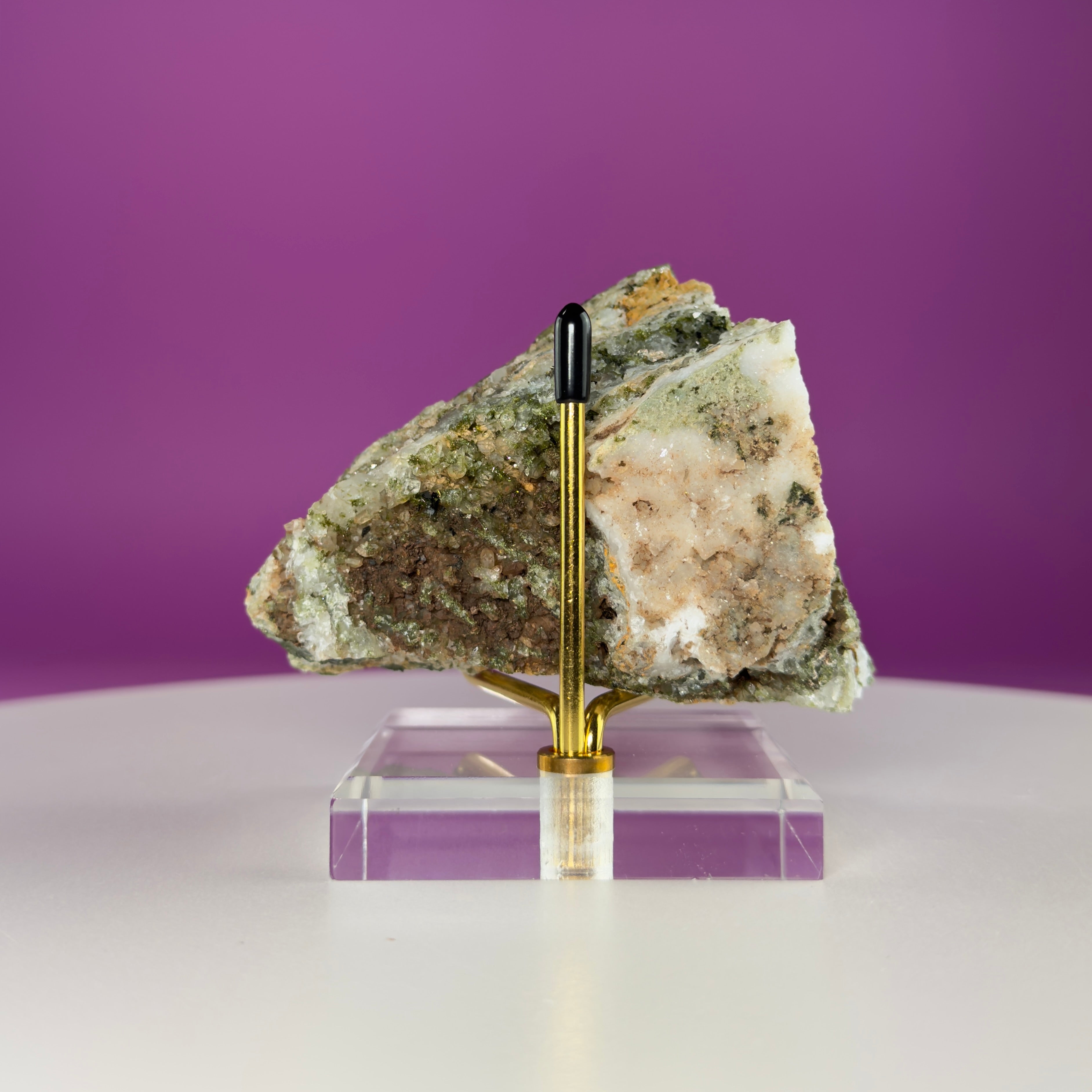 Epidote on Quartz Specimen from Turkey – Natural Crystal Mineral Display 250g