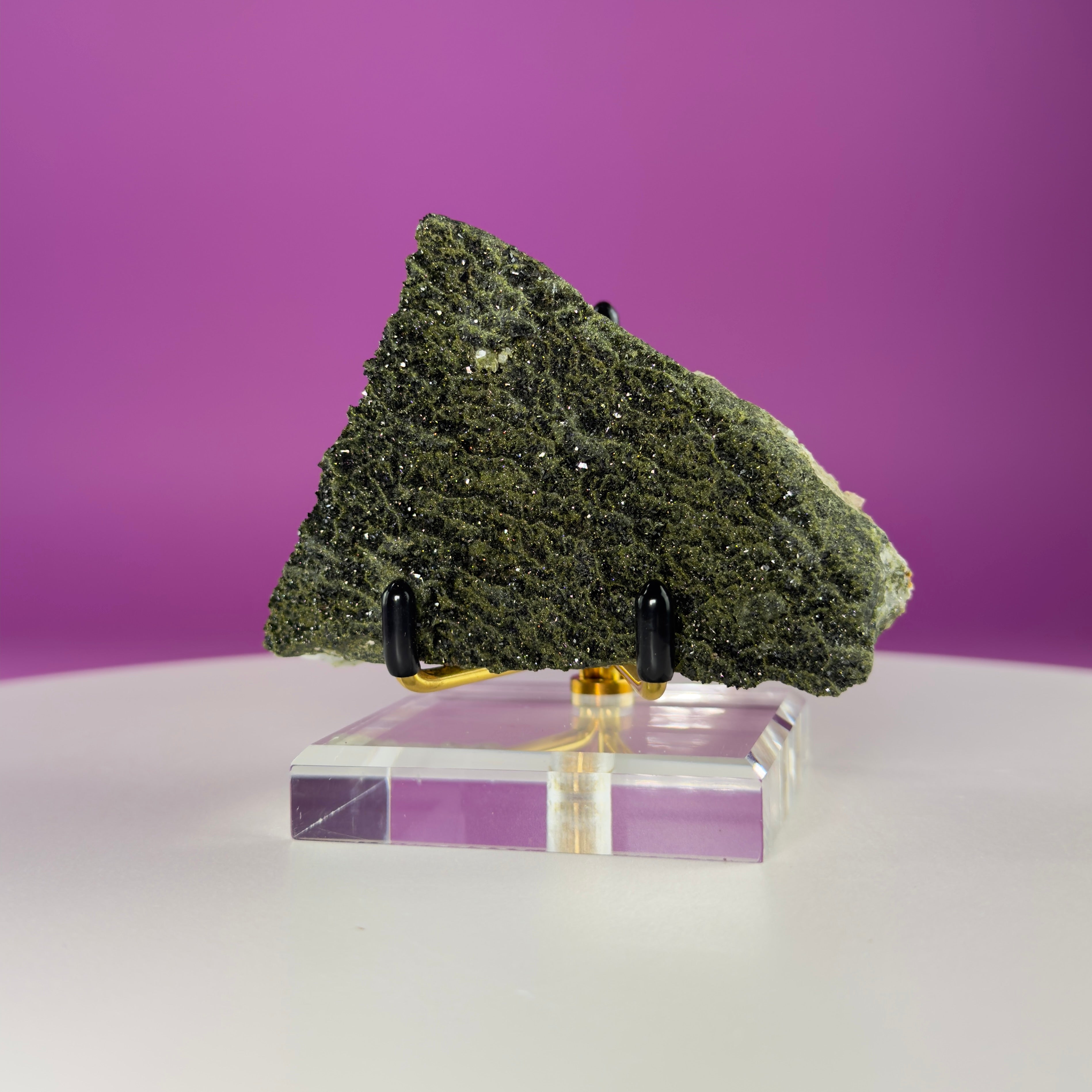Epidote on Quartz Specimen from Turkey – Natural Crystal Mineral Display 250g