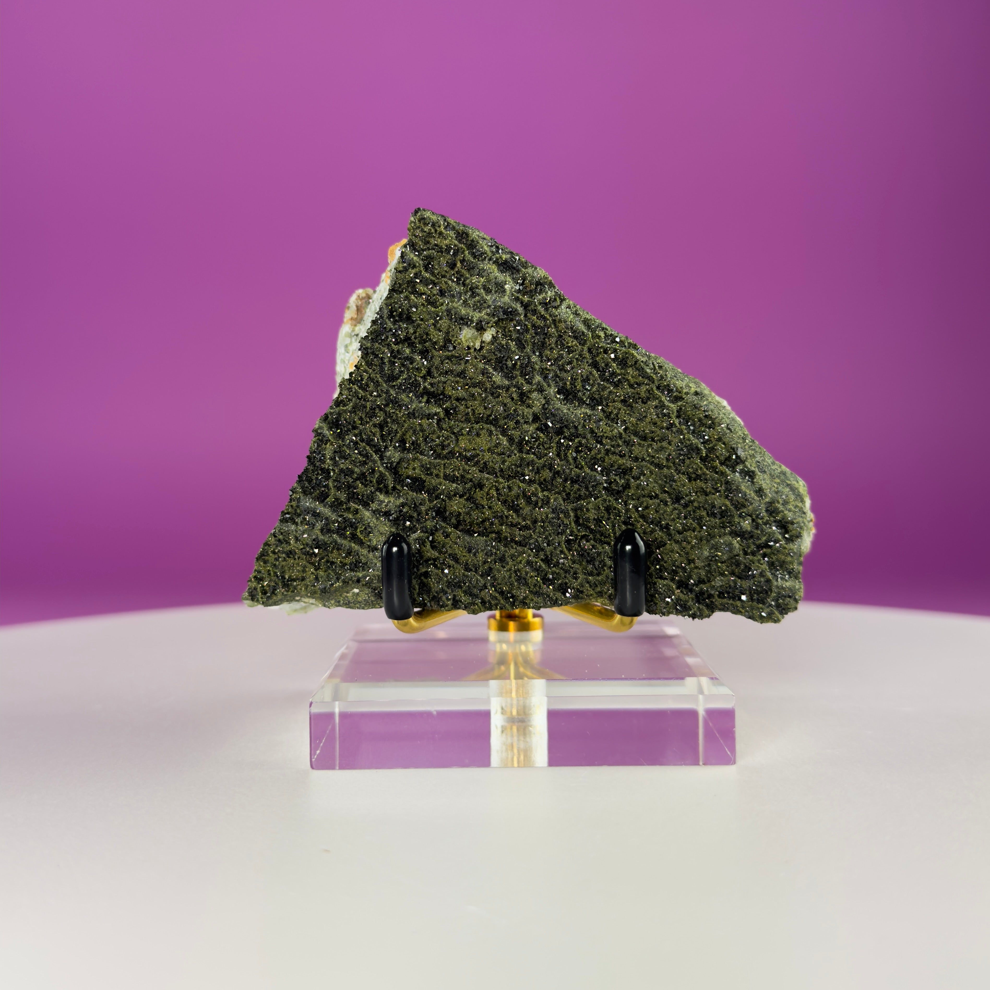 Epidote on Quartz Specimen from Turkey – Natural Crystal Mineral Display 250g