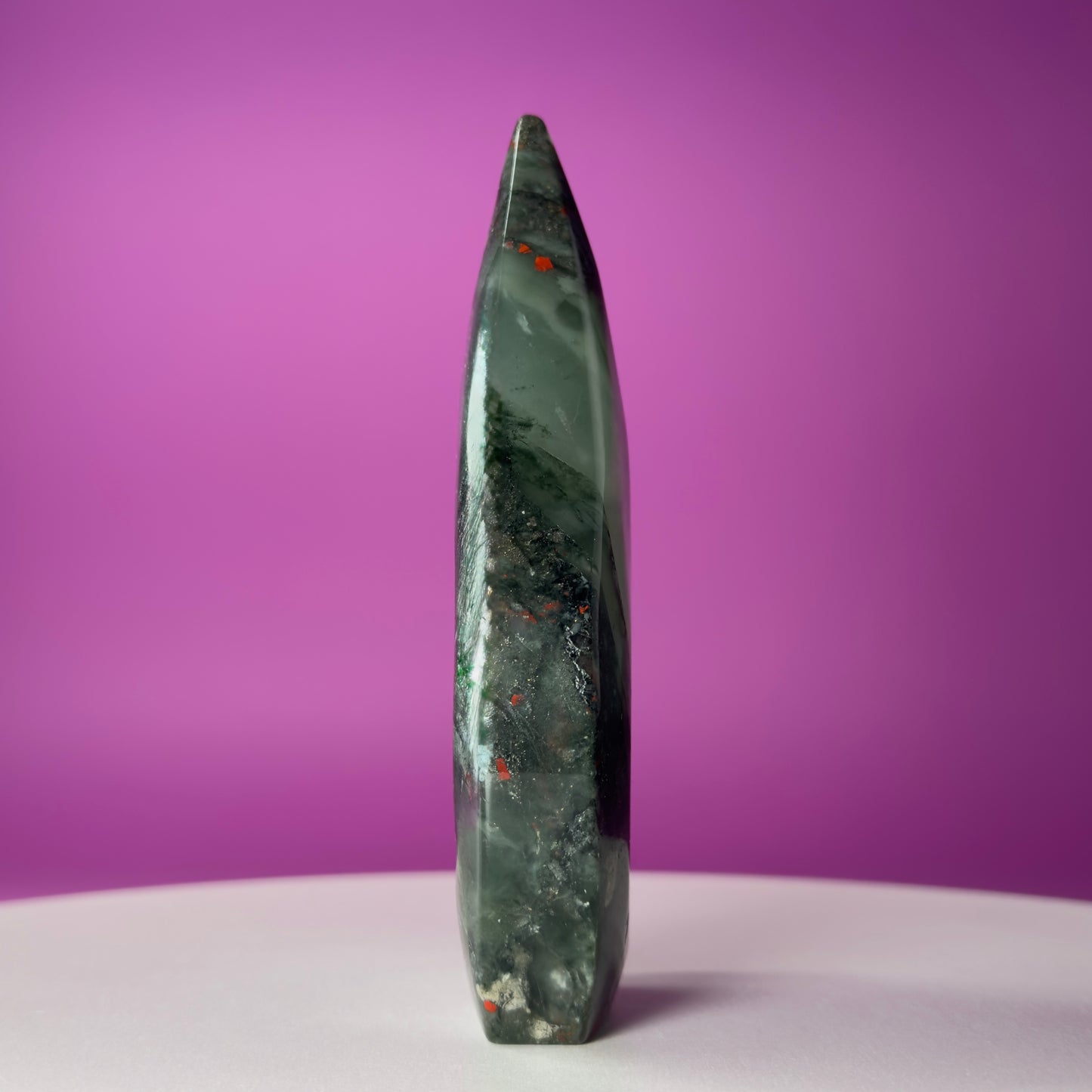 African Bloodstone Skull Flame Carving – 370g Crystal Skull