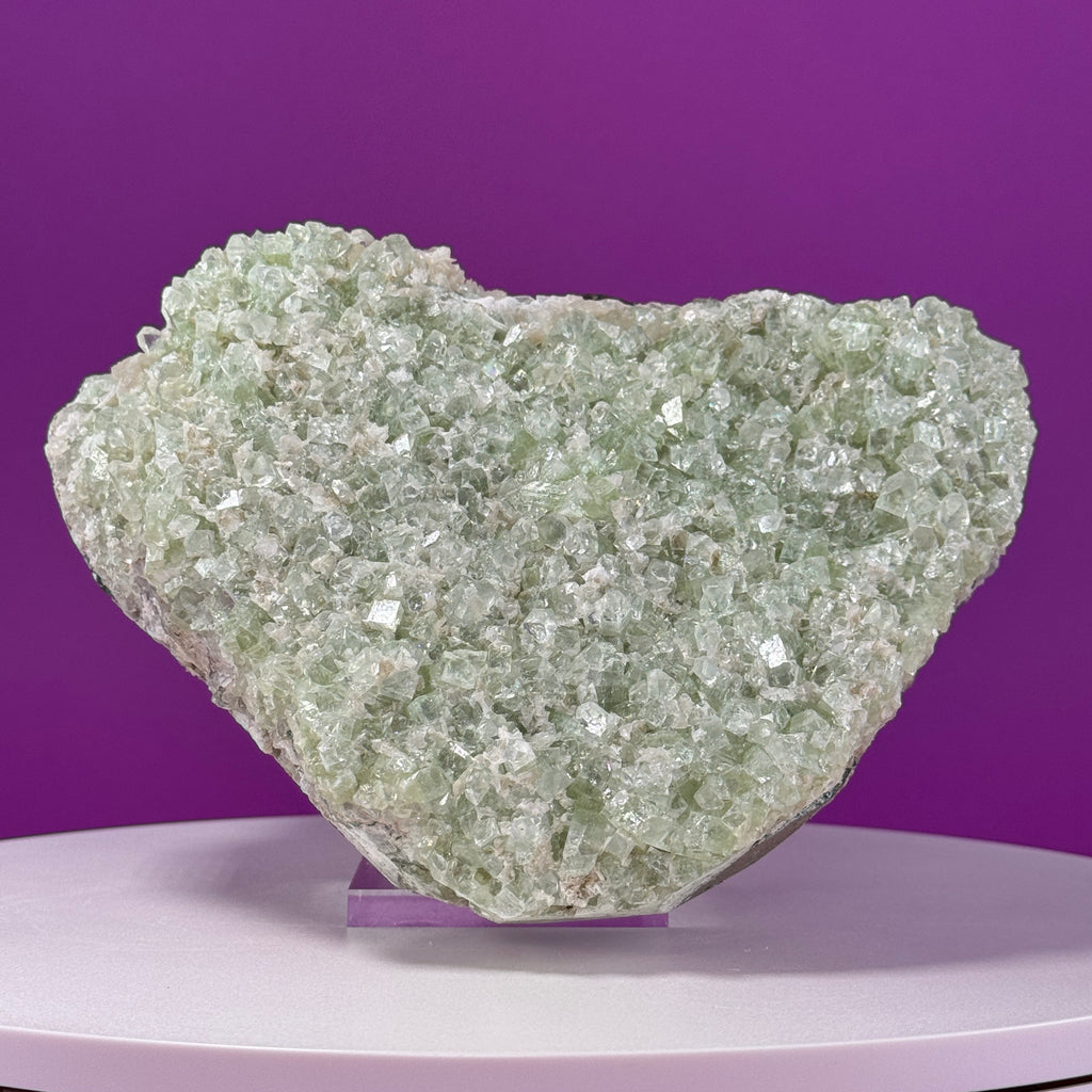 Large Zeolite Apophyllite Statement Cluster with Stand, 8+ Pounds