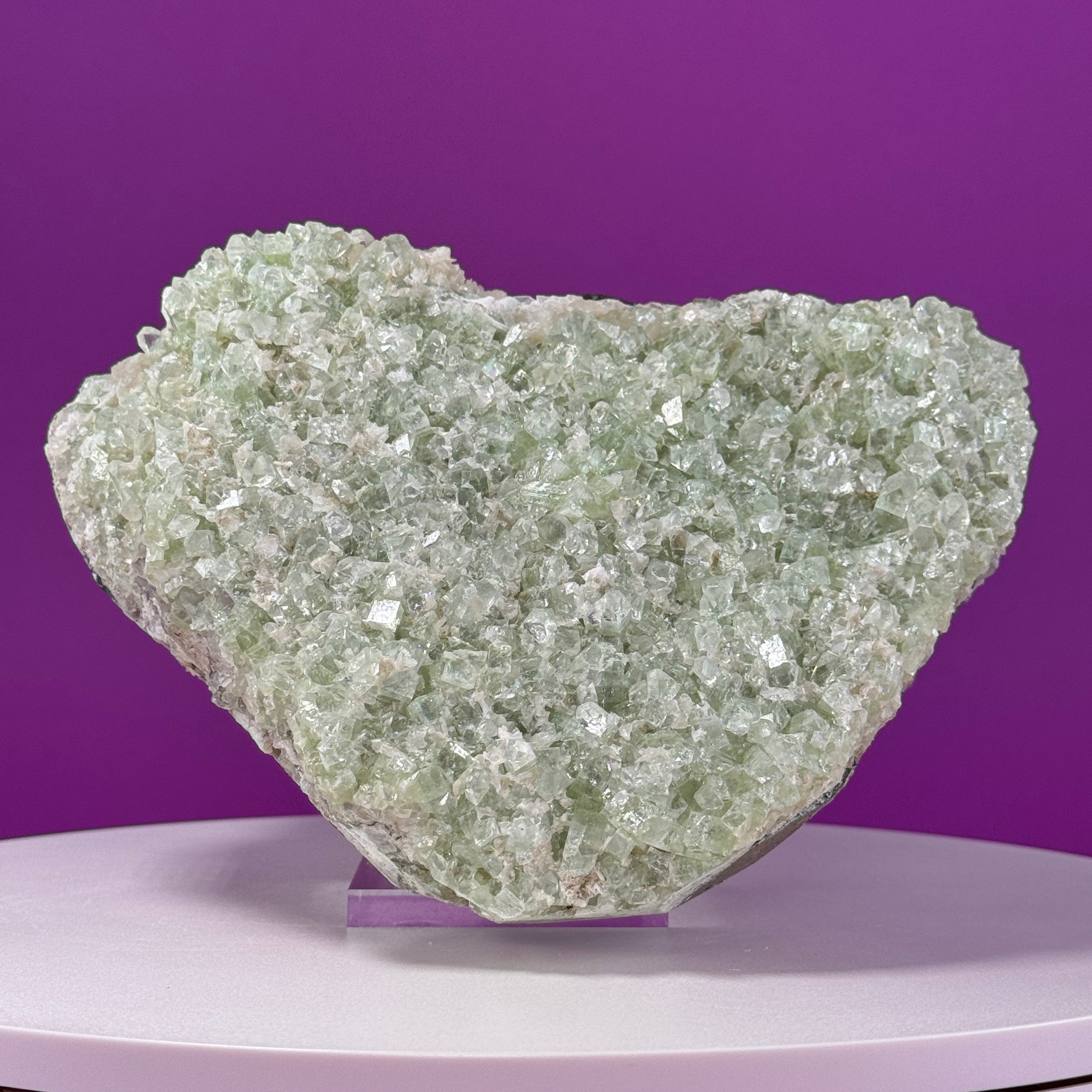 Large Zeolite Apophyllite Statement Cluster with Stand, 8+ Pounds