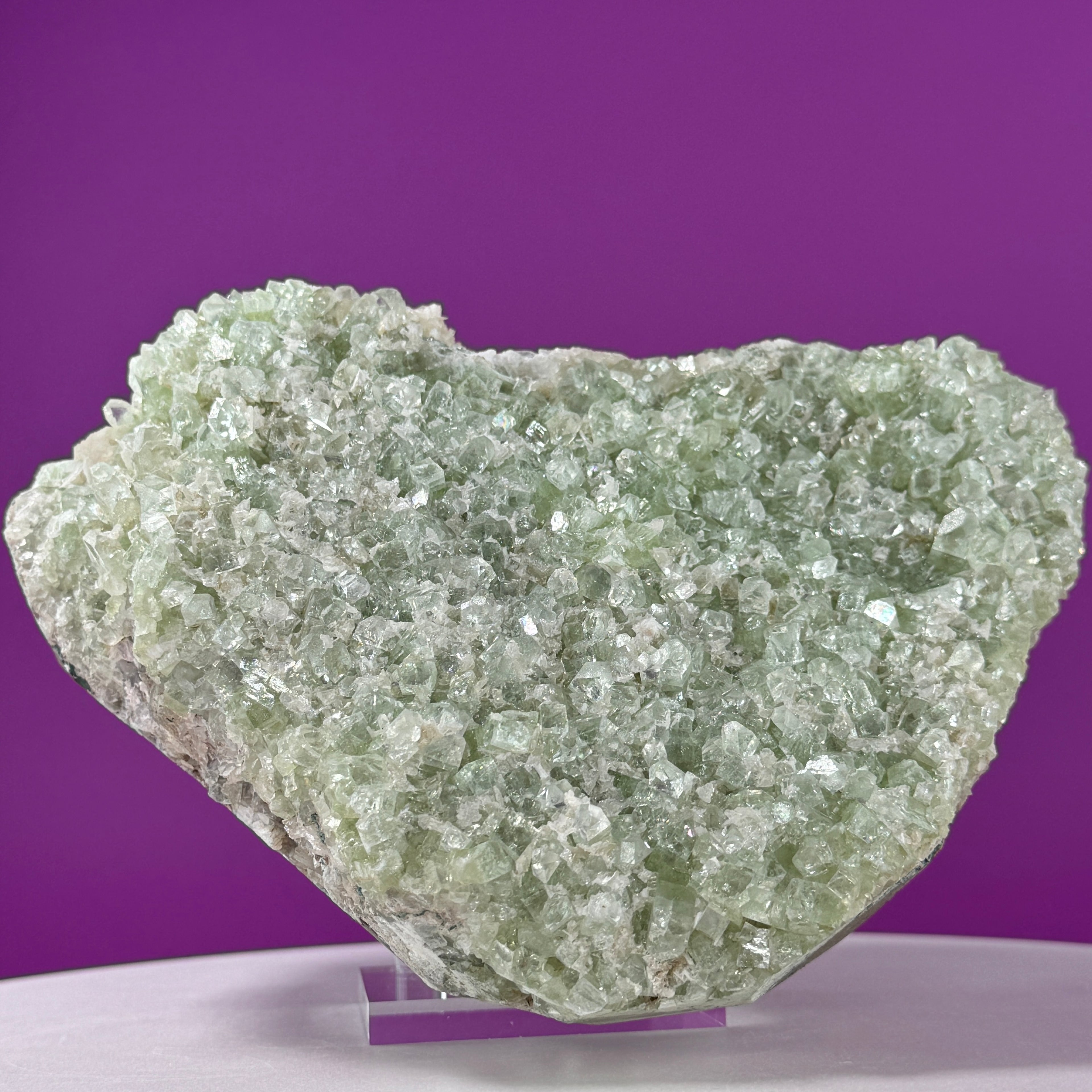 Large Zeolite Apophyllite Statement Cluster with Stand, 8+ Pounds