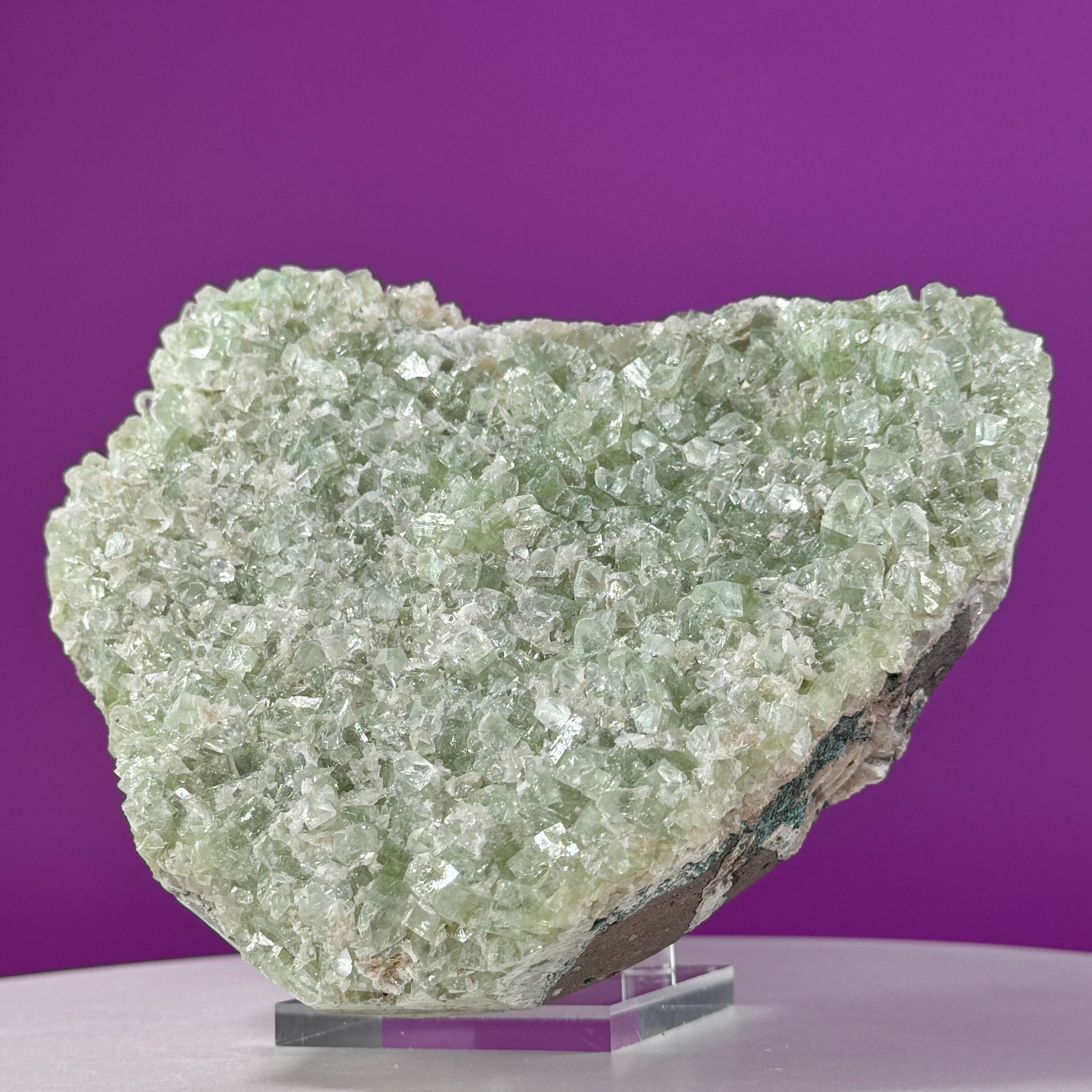 Large Zeolite Apophyllite Statement Cluster with Stand, 8+ Pounds