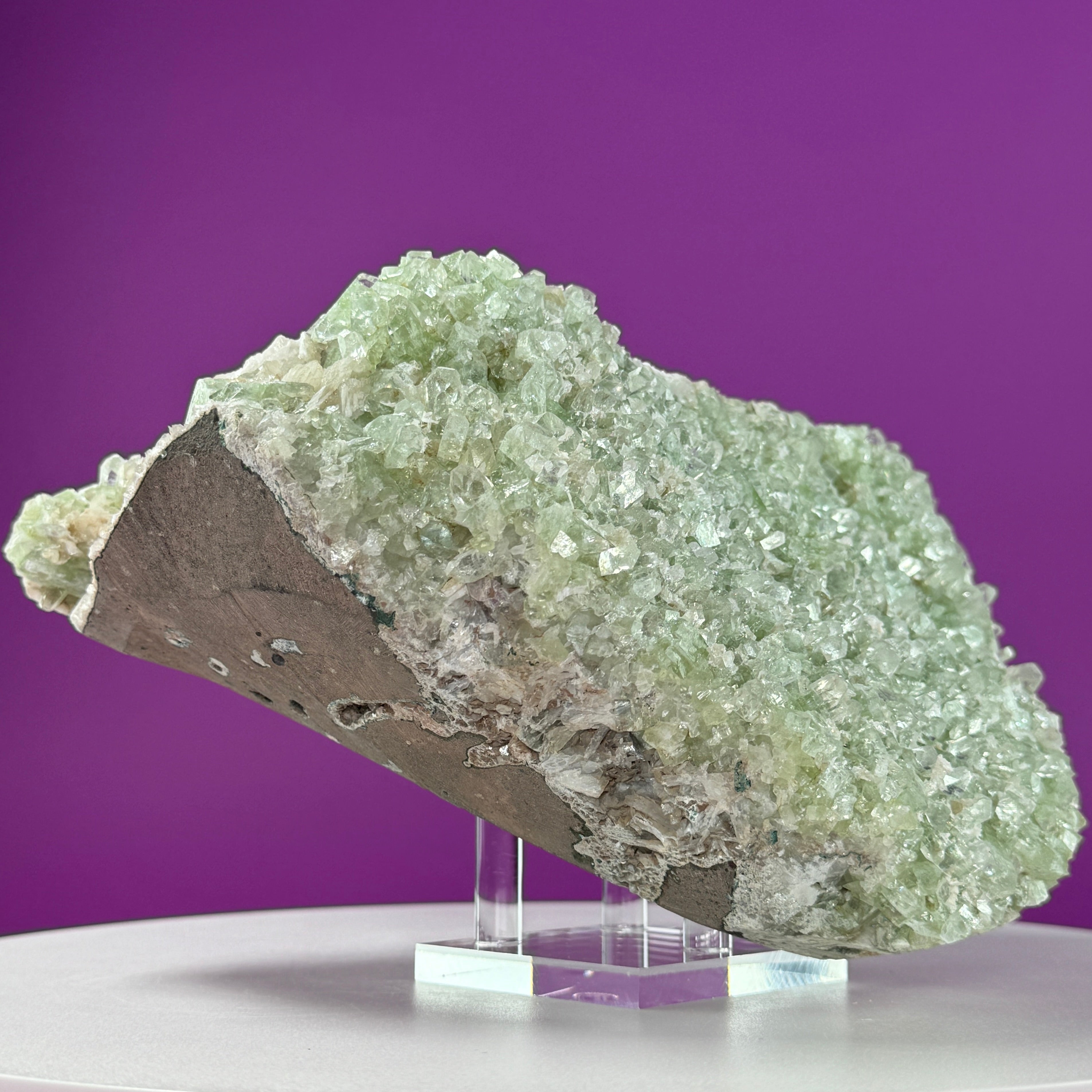 Large Zeolite Apophyllite Statement Cluster with Stand, 8+ Pounds