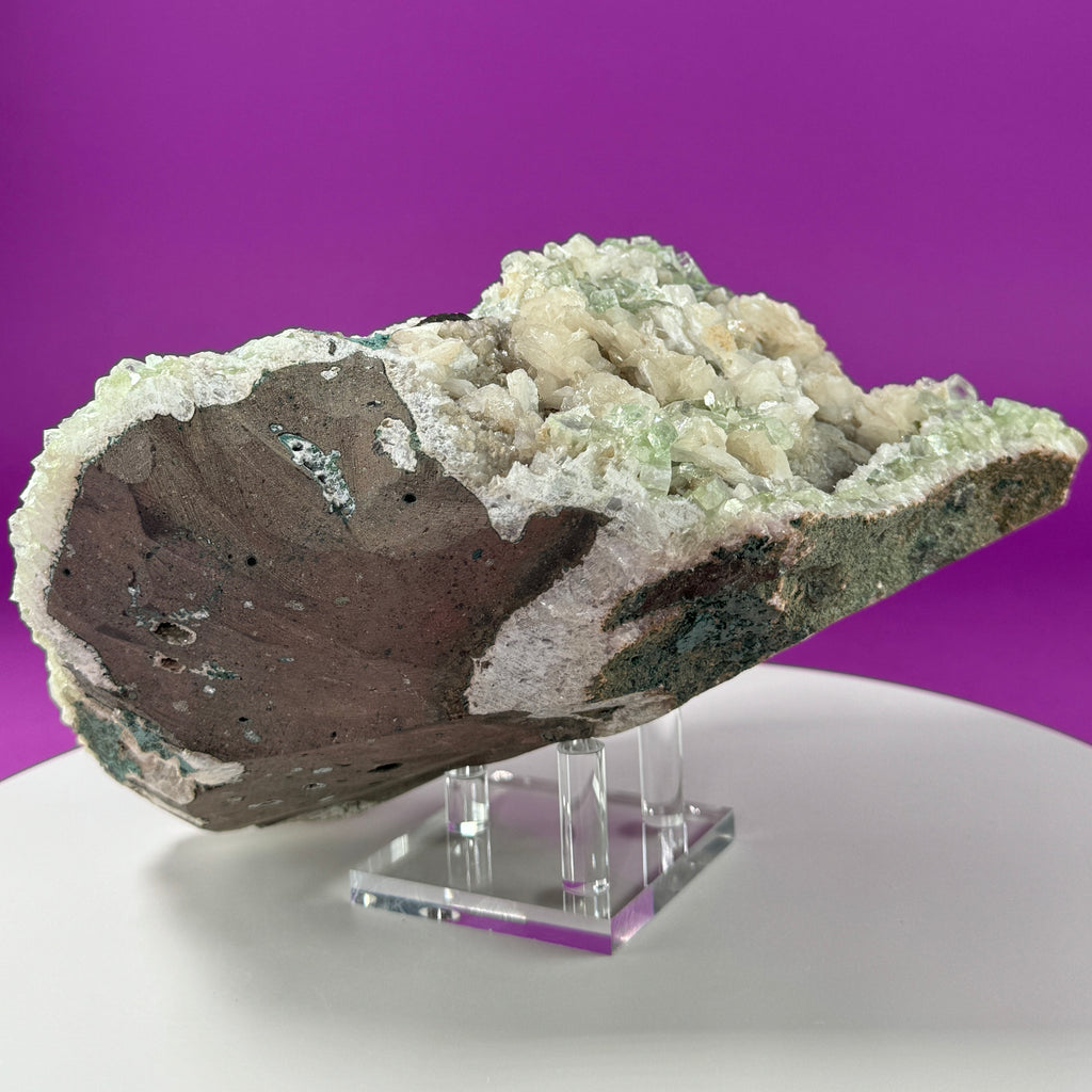 Large Zeolite Apophyllite Statement Cluster with Stand, 8+ Pounds