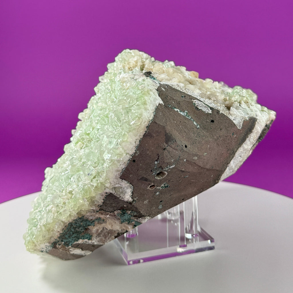Large Zeolite Apophyllite Statement Cluster with Stand, 8+ Pounds