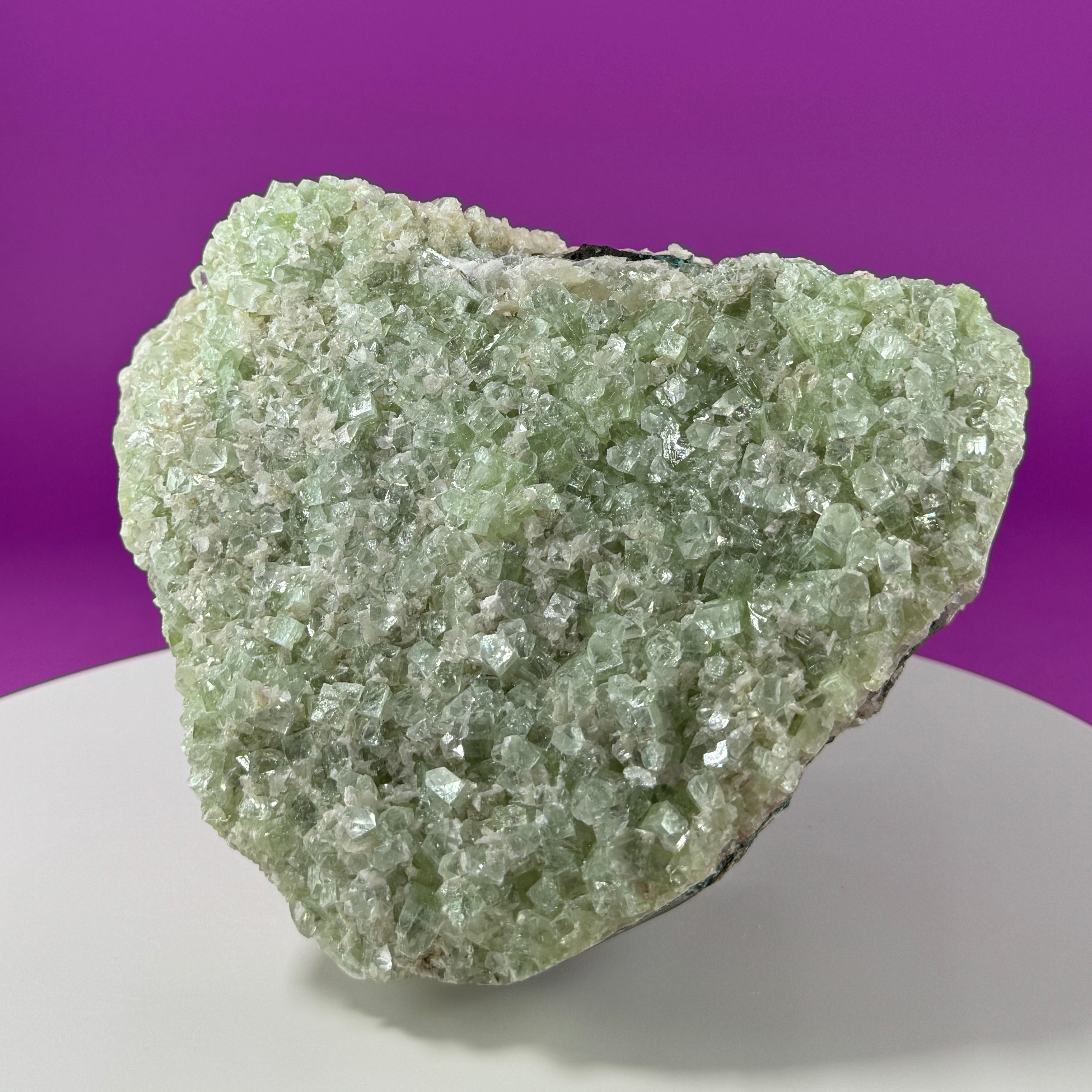 Large Zeolite Apophyllite Statement Cluster with Stand, 8+ Pounds