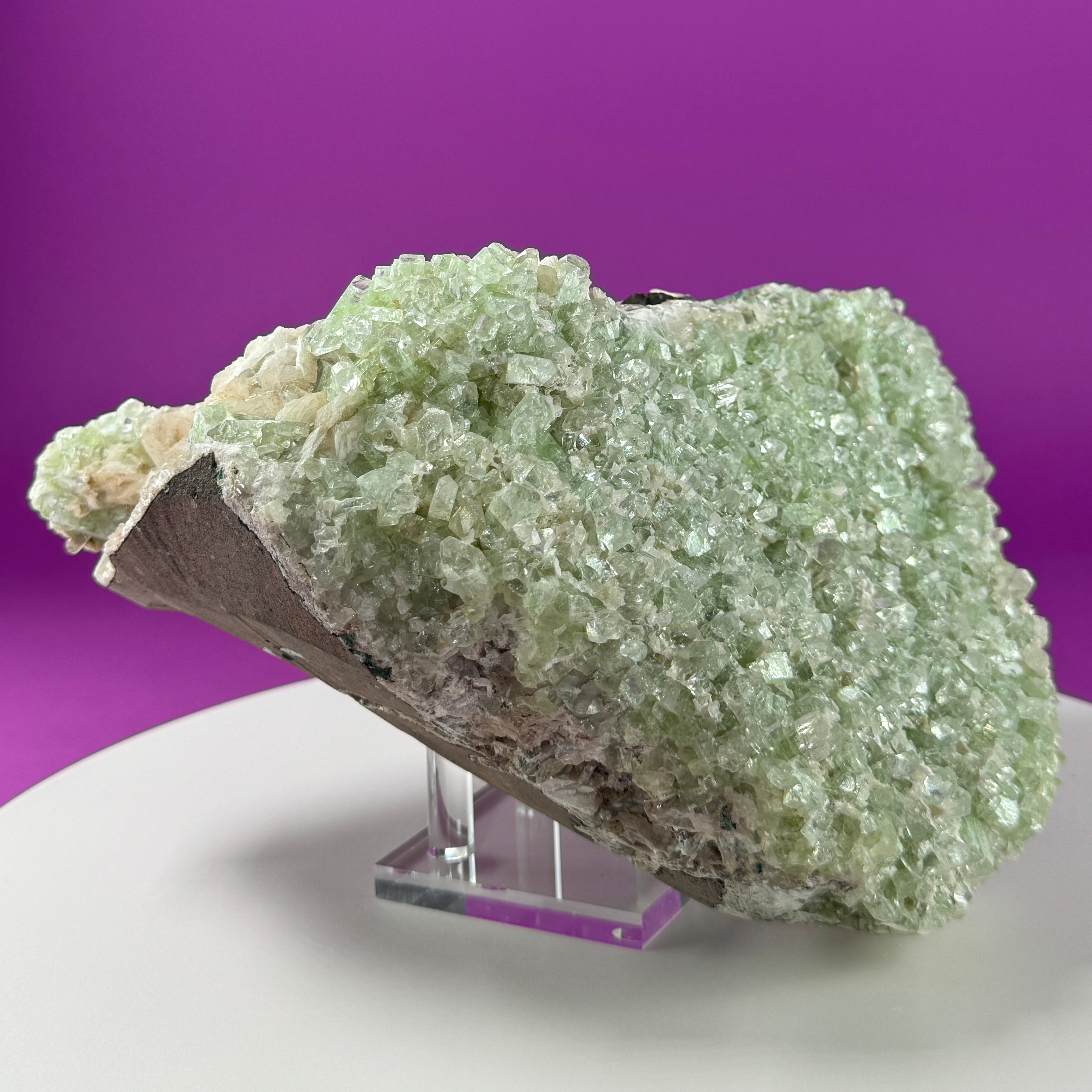 Large Zeolite Apophyllite Statement Cluster with Stand, 8+ Pounds