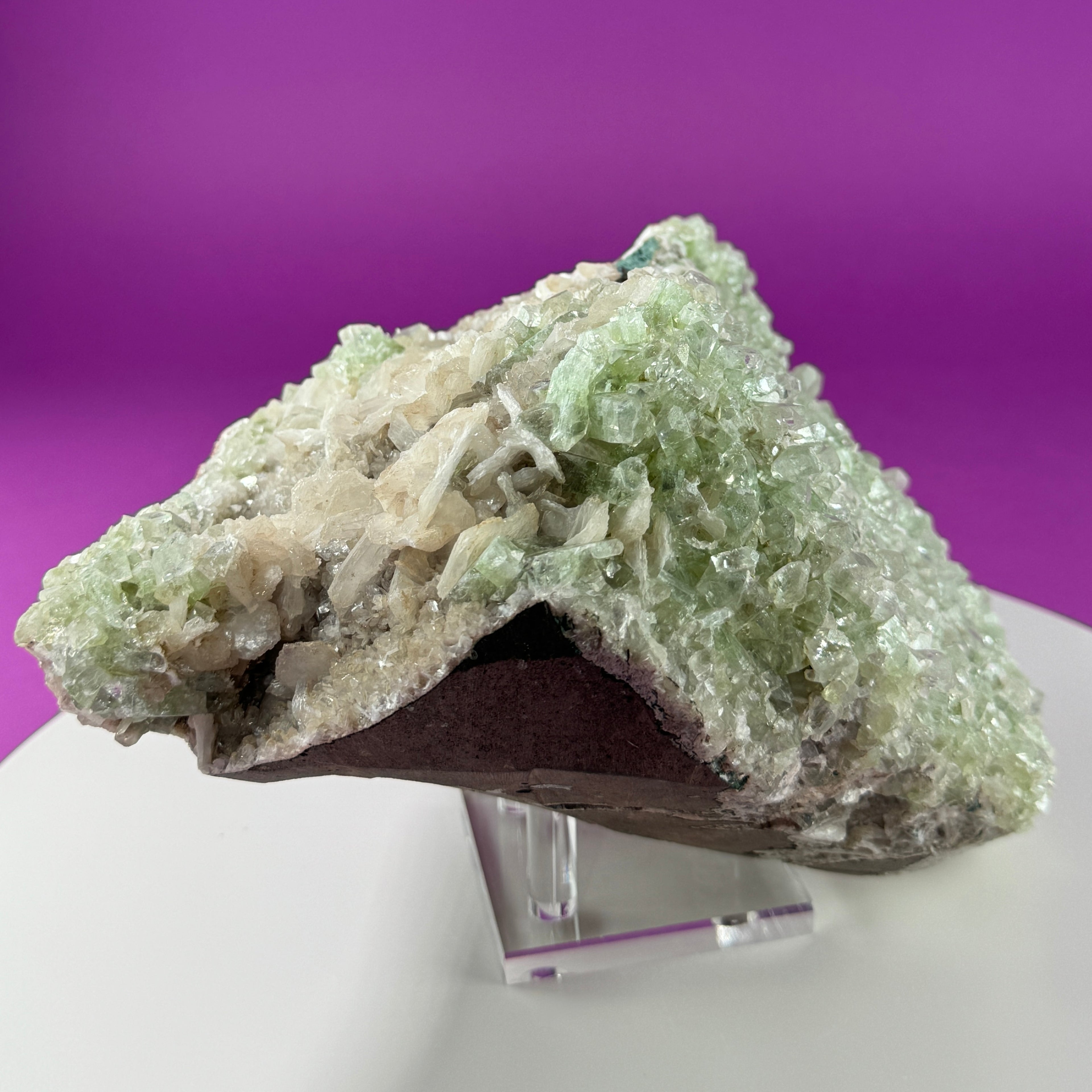 Large Zeolite Apophyllite Statement Cluster with Stand, 8+ Pounds