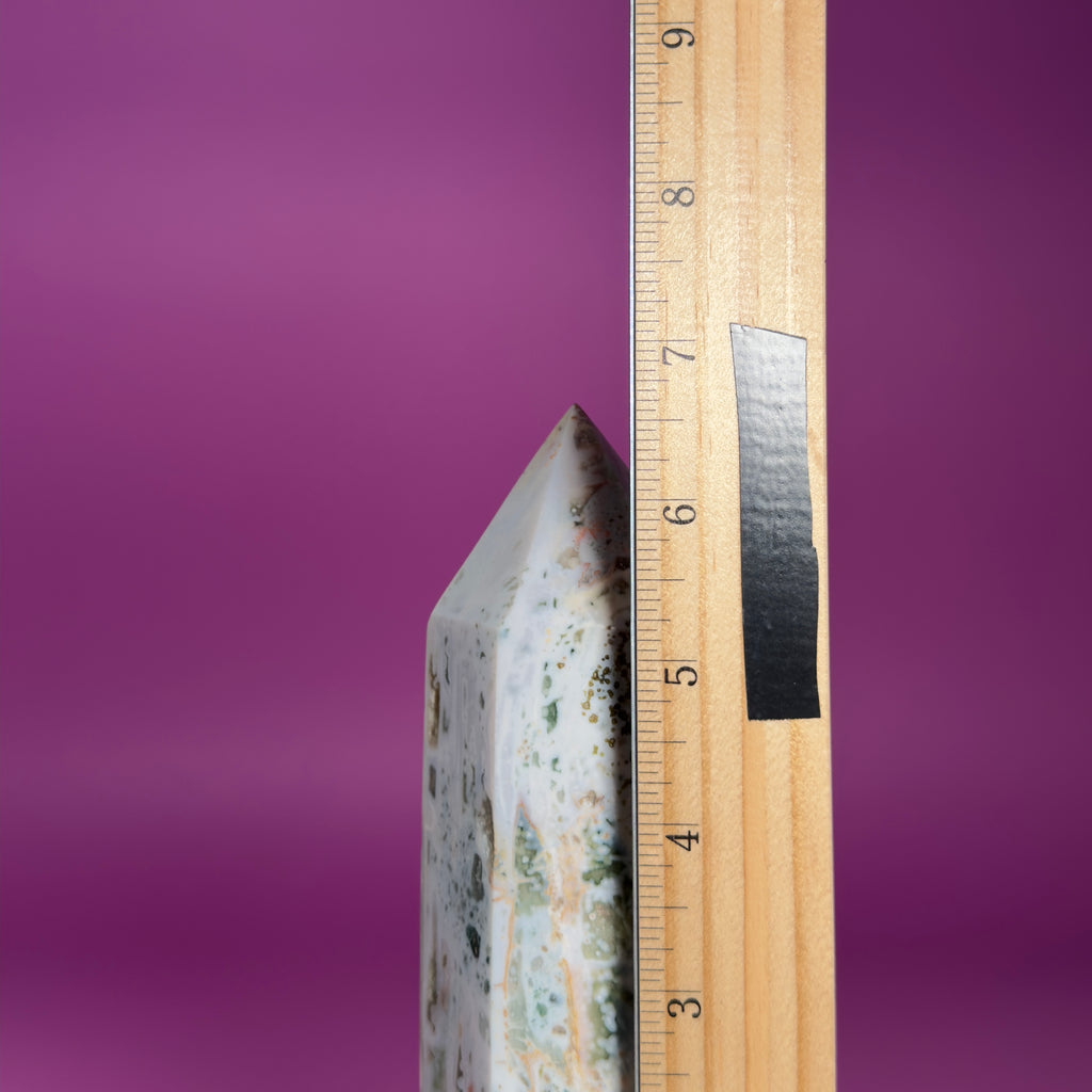 Large Ocean Jasper Tower – 873g Natural Crystal Point