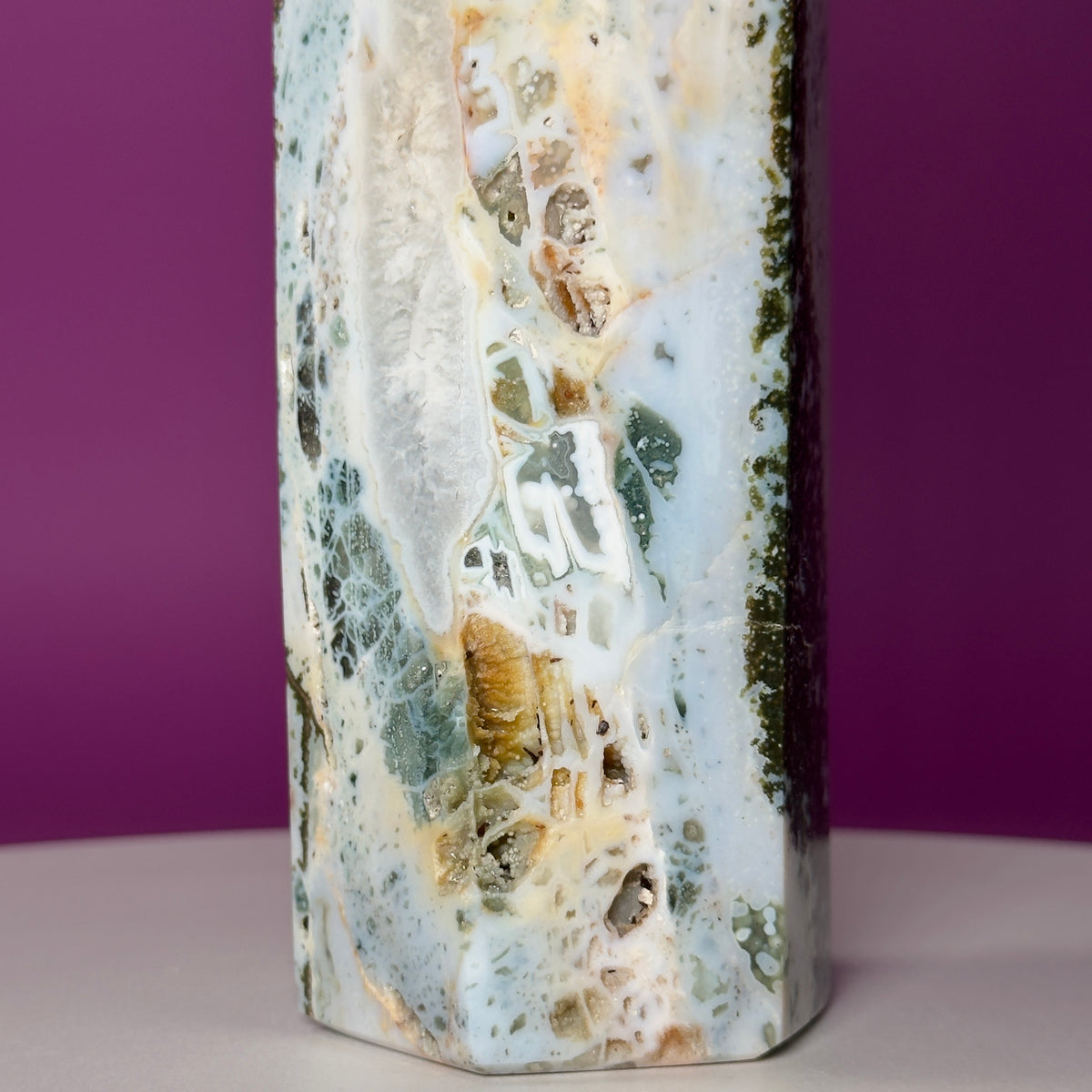 Large Ocean Jasper Tower – 873g Natural Crystal Point