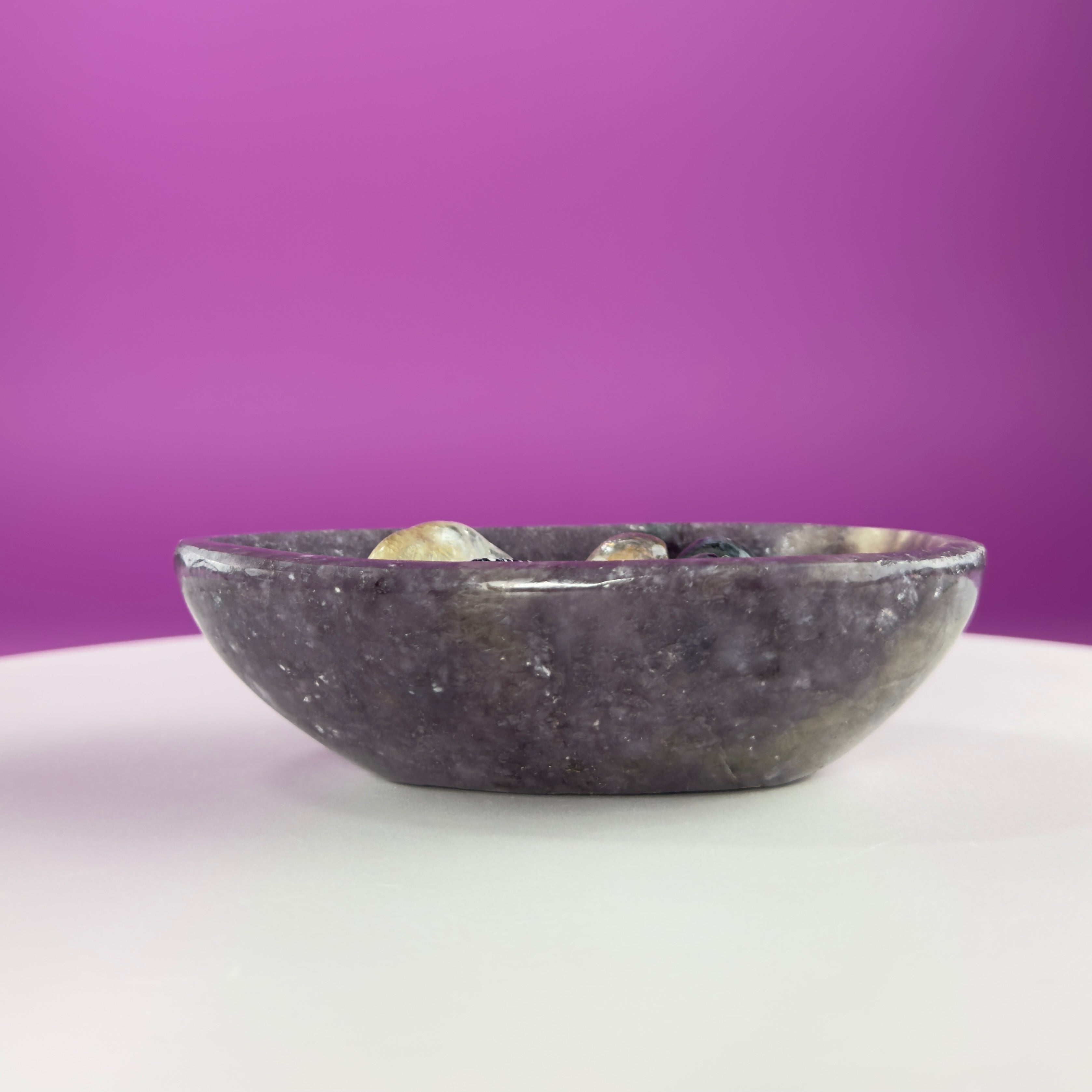 Lepidolite Bowl 351g – Madagascar Purple Crystal Dish