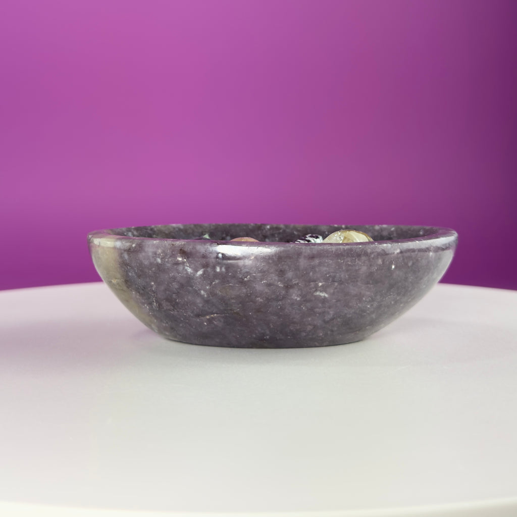 Lepidolite Bowl 351g – Madagascar Purple Crystal Dish