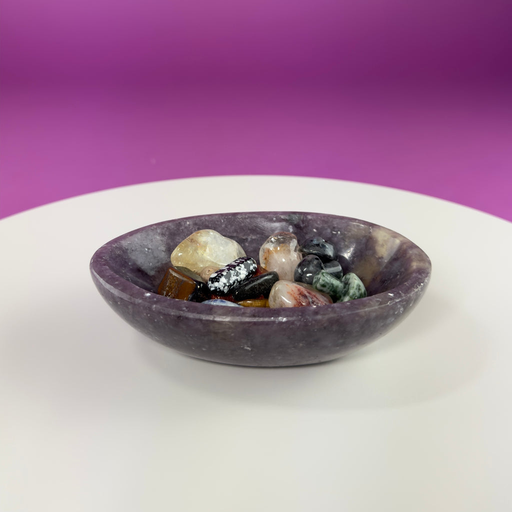 Lepidolite Bowl 351g – Madagascar Purple Crystal Dish