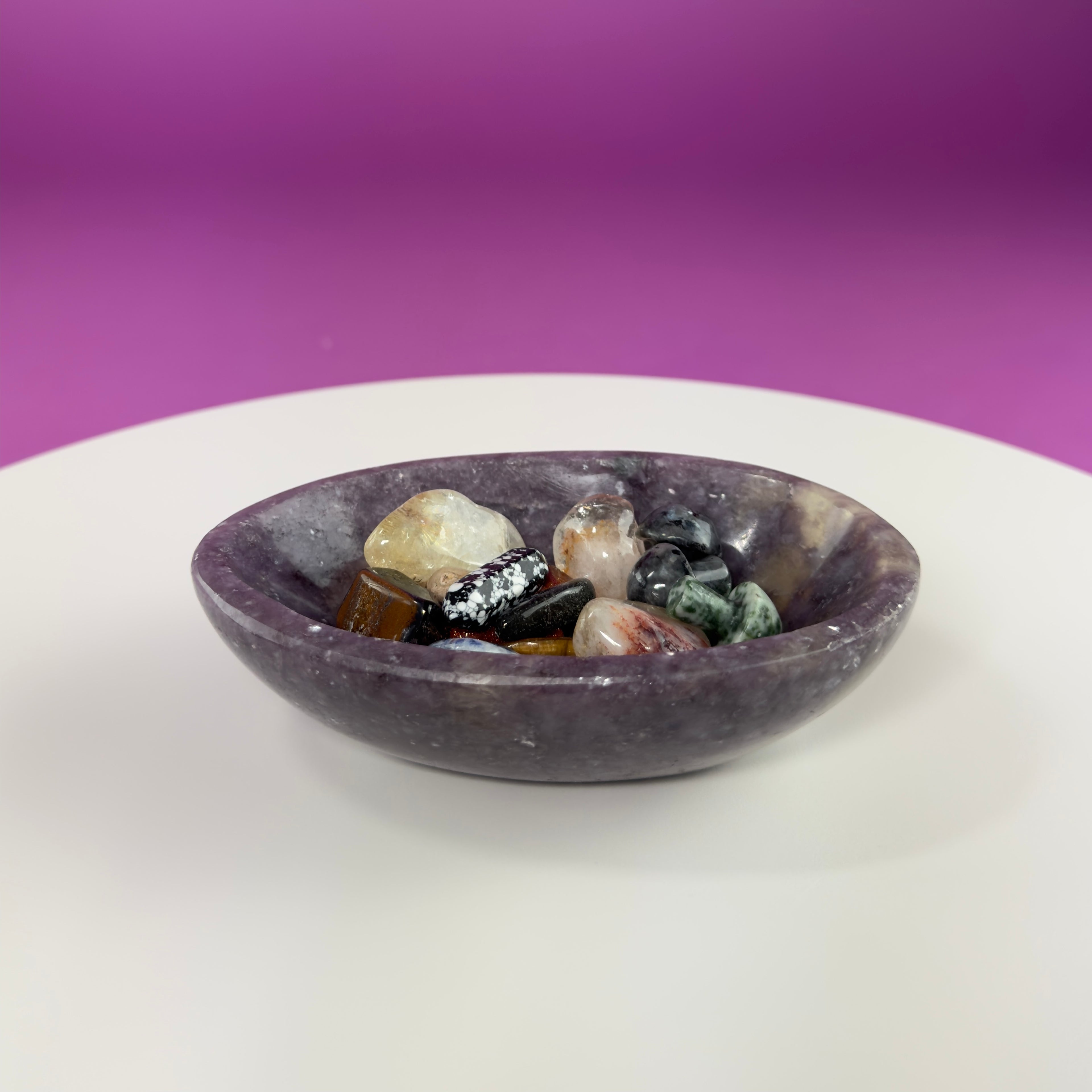 Lepidolite Bowl 351g – Madagascar Purple Crystal Dish