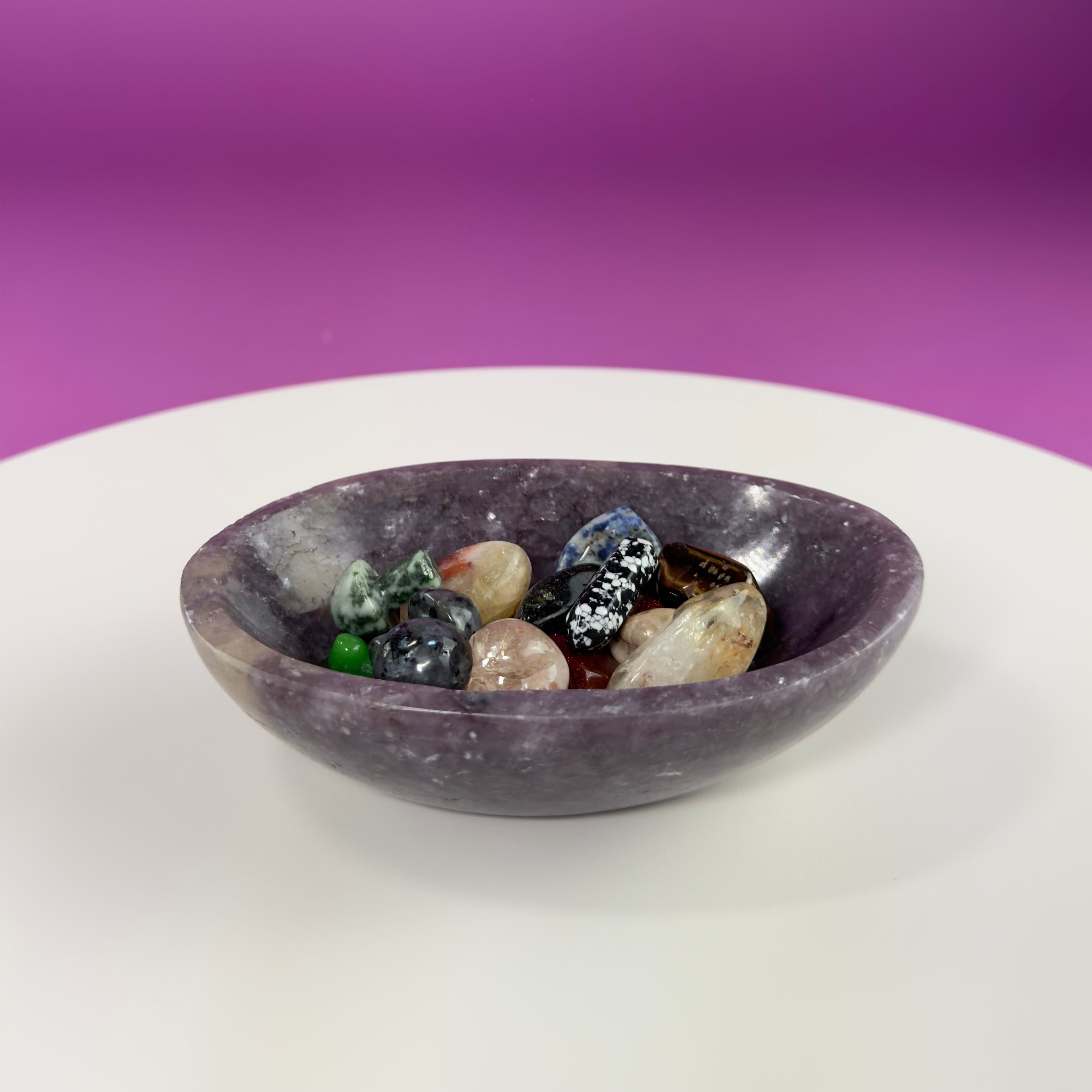 Lepidolite Bowl 351g – Madagascar Purple Crystal Dish