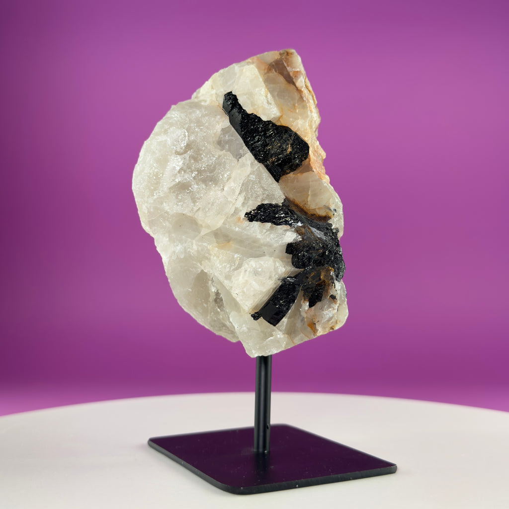 Black Tourmaline in Quartz Matrix on Stand, 1127g Akoni's Misfit Crystal