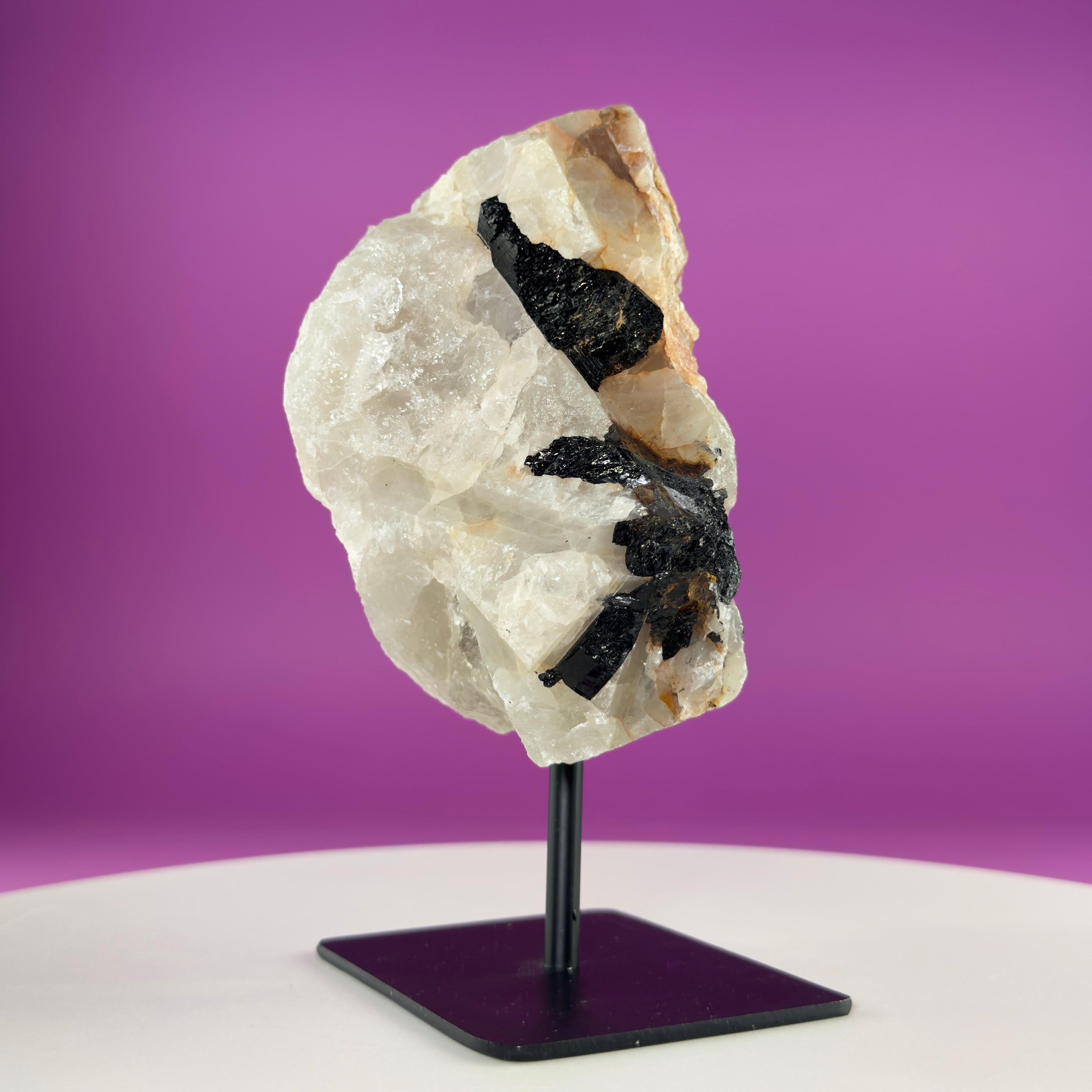 Black Tourmaline in Quartz Matrix on Stand, 1127g Akoni's Misfit Crystal