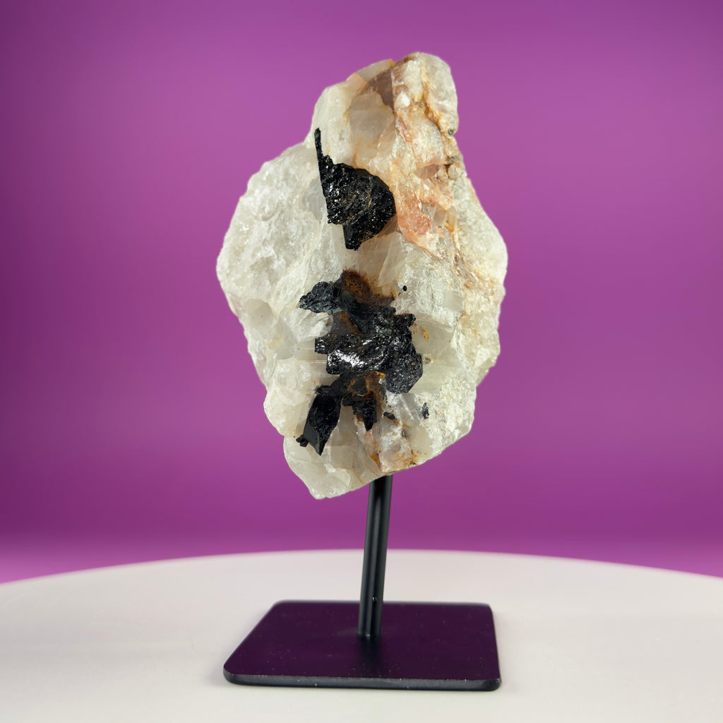 Black Tourmaline in Quartz Matrix on Stand, 1127g Akoni's Misfit Crystal