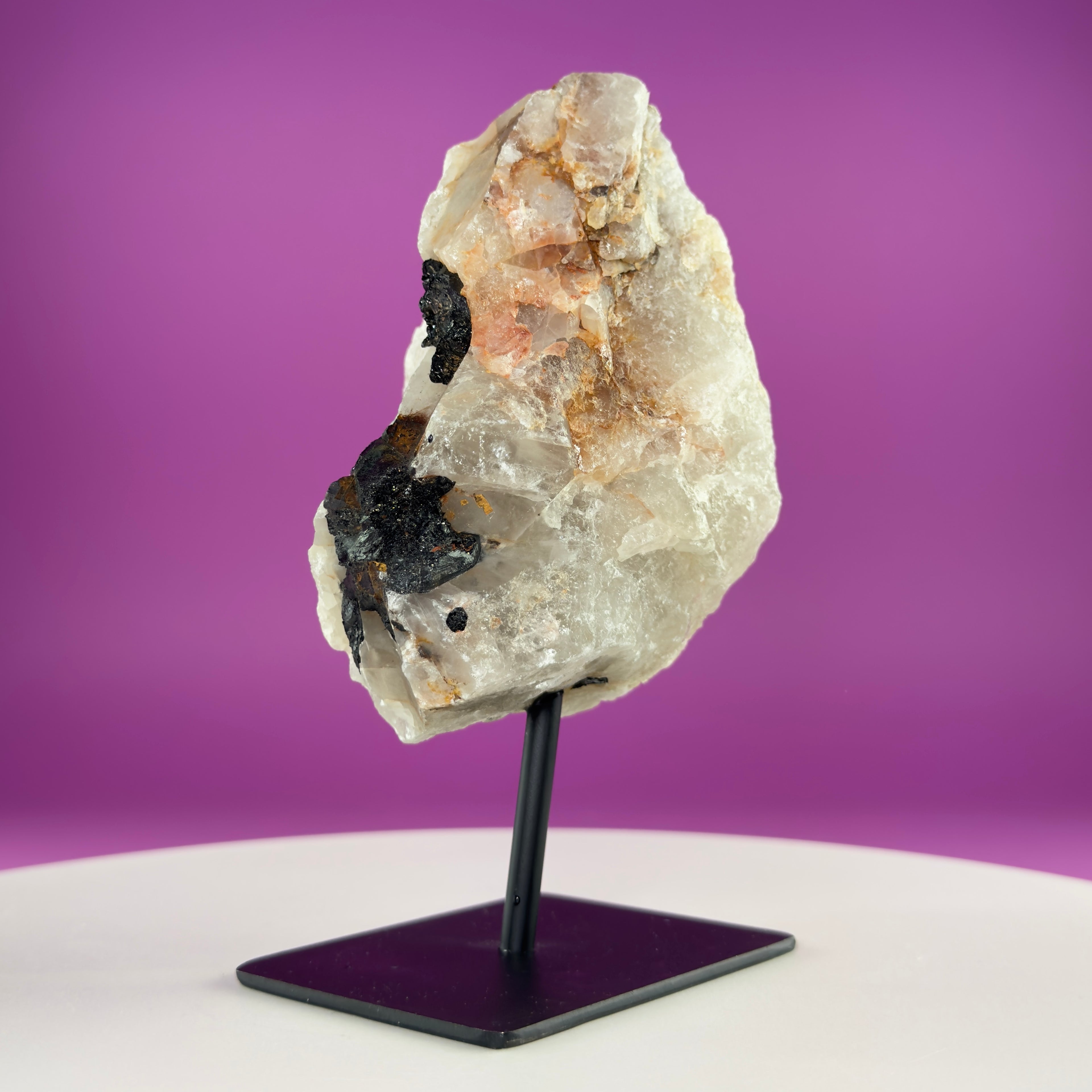 Black Tourmaline in Quartz Matrix on Stand, 1127g Akoni's Misfit Crystal