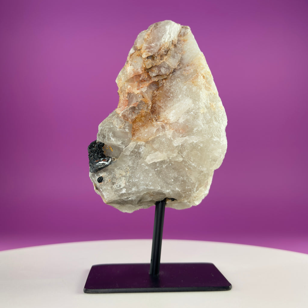 Black Tourmaline in Quartz Matrix on Stand, 1127g Akoni's Misfit Crystal