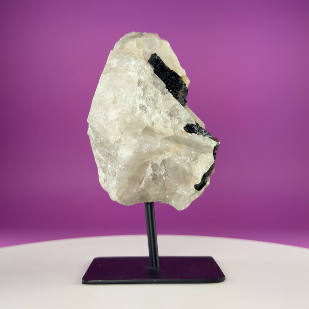 Black Tourmaline in Quartz Matrix on Stand, 1127g Akoni's Misfit Crystal