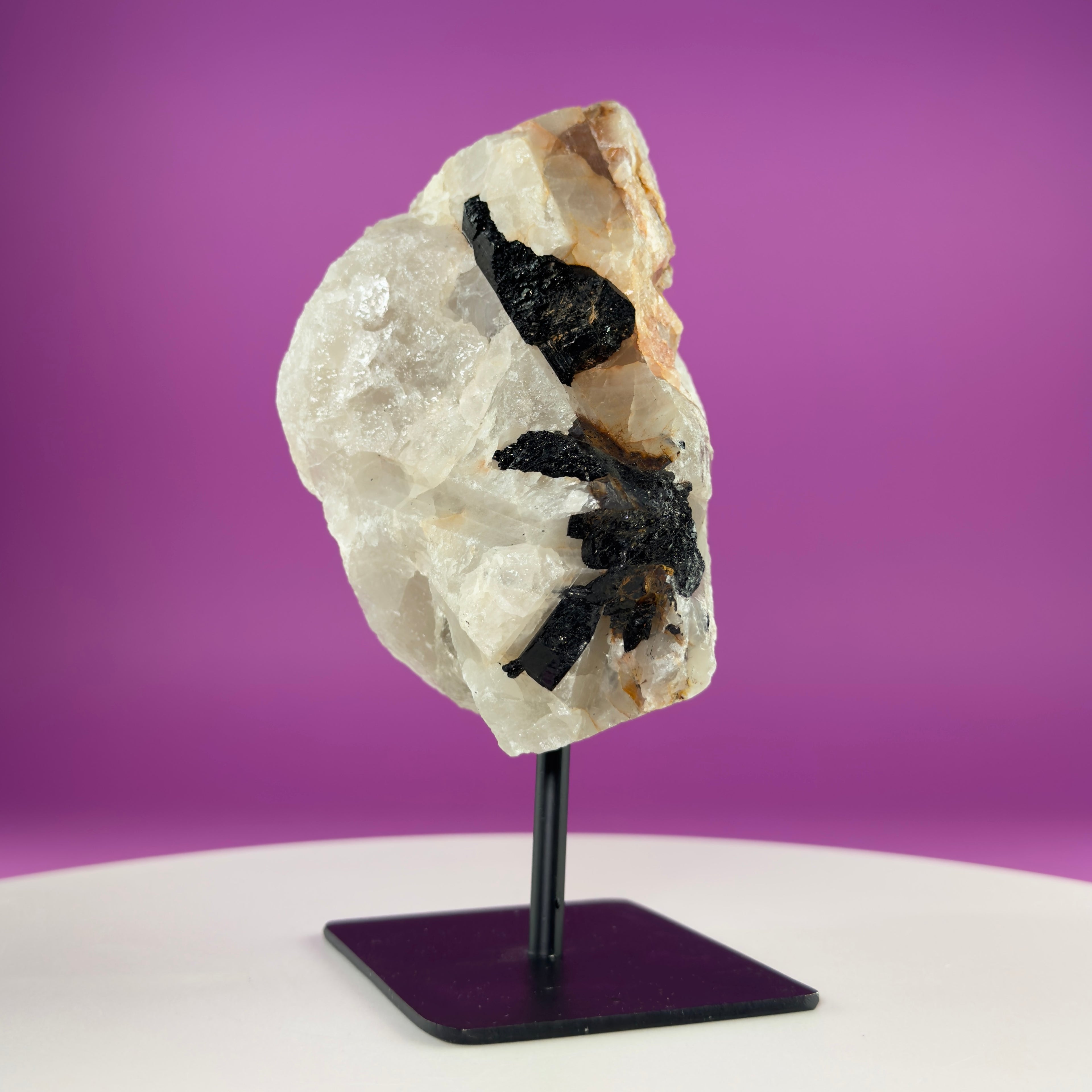 Black Tourmaline in Quartz Matrix on Stand, 1127g Akoni's Misfit Crystal