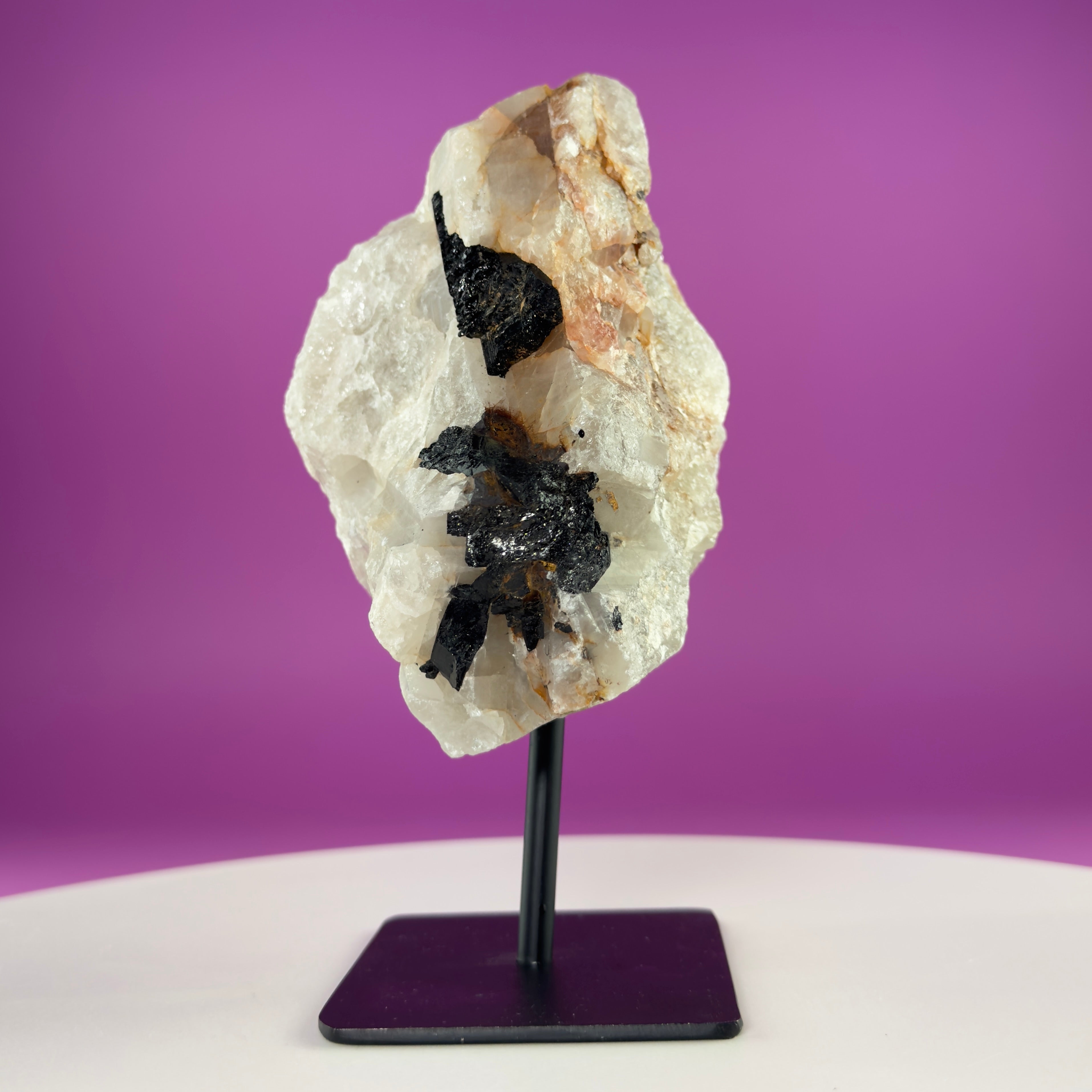 Black Tourmaline in Quartz Matrix on Stand, 1127g Akoni's Misfit Crystal
