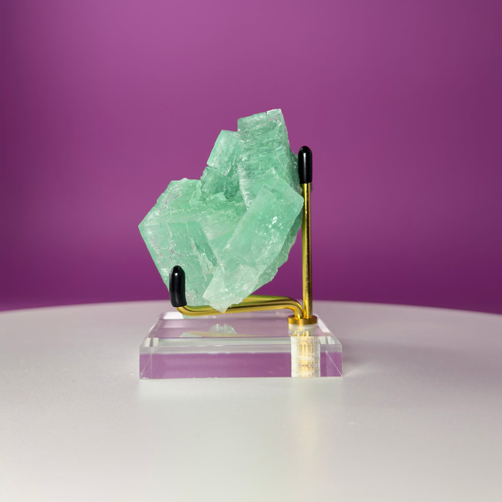 Halite with Paratacamite from Rudna Mine, Poland | Collector Mineral Specimen with Stand