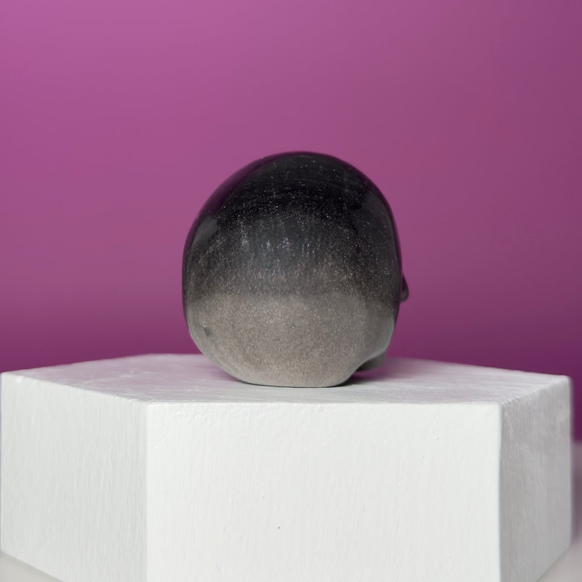 Silver Sheen Obsidian Skull Carving | Polished Crystal Skull for Protection & Grounding