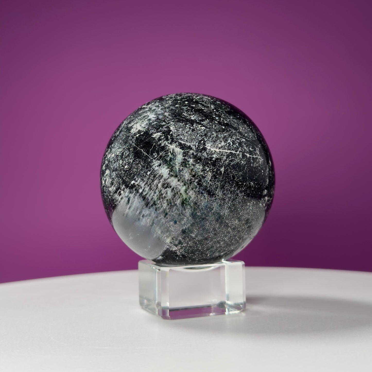 Black Tourmaline Sphere (Includes Glass Stand)