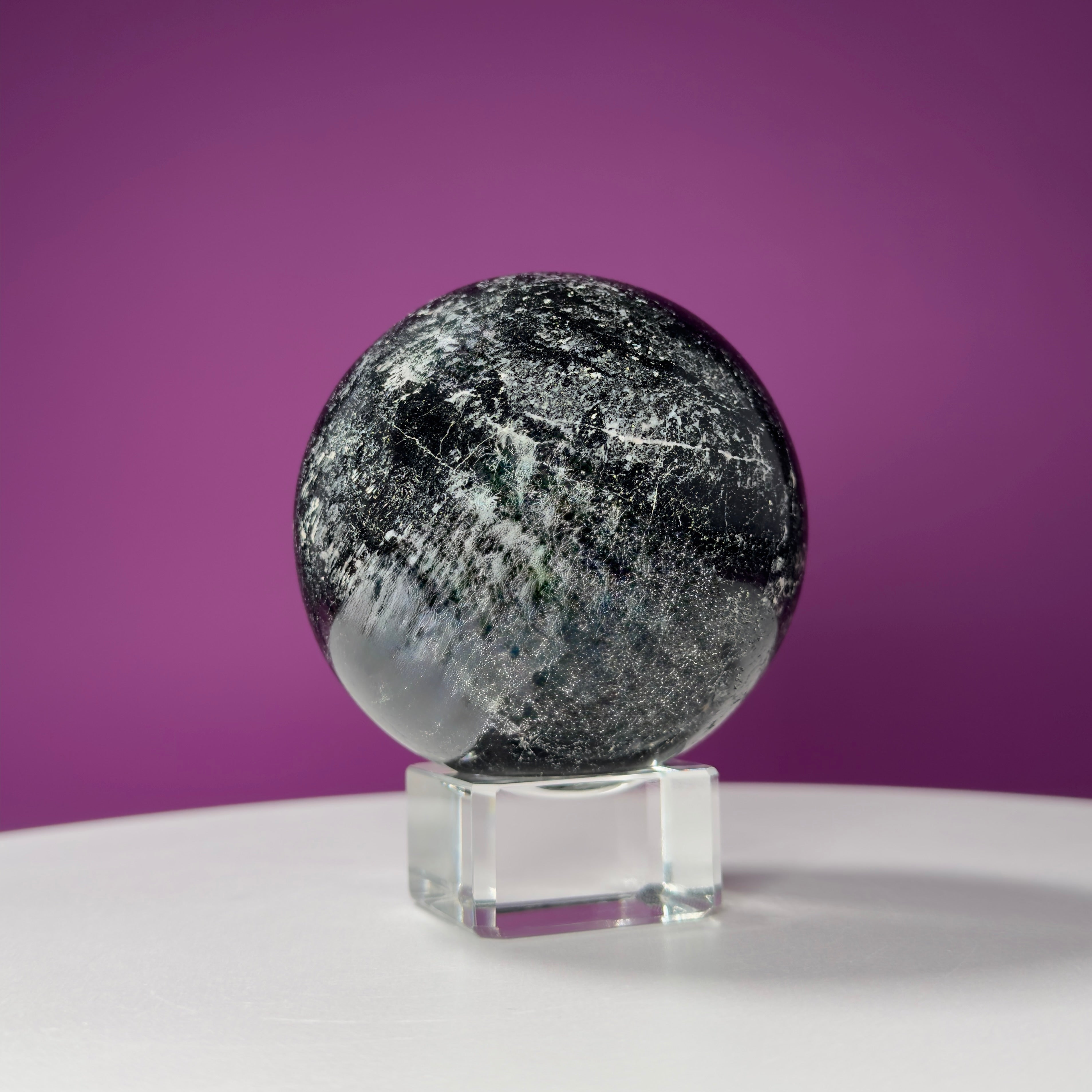 Black Tourmaline Sphere (Includes Glass Stand)
