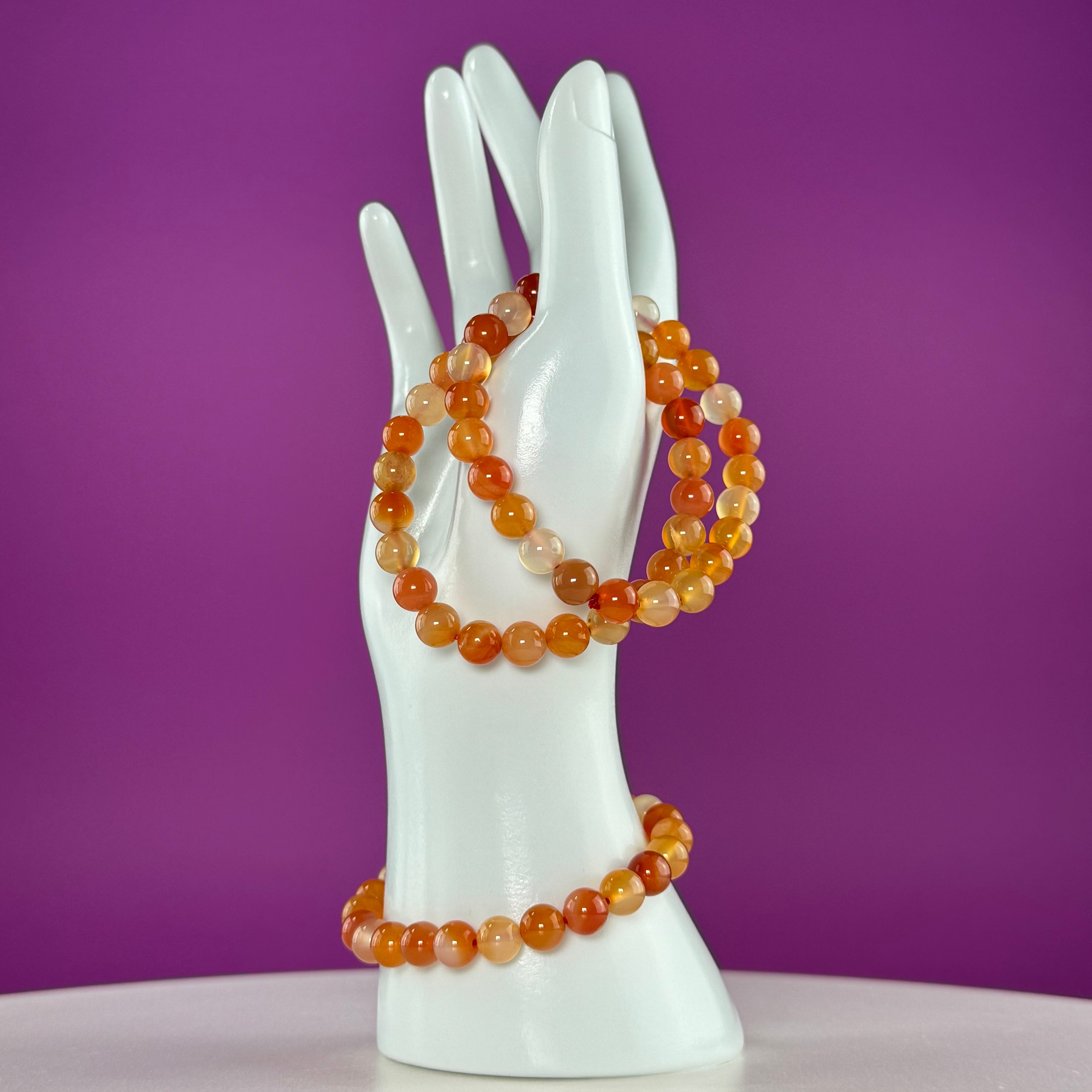 Carnelian Beaded Bracelet – 8mm Crystal Stretch Bracelet for Energy & Confidence