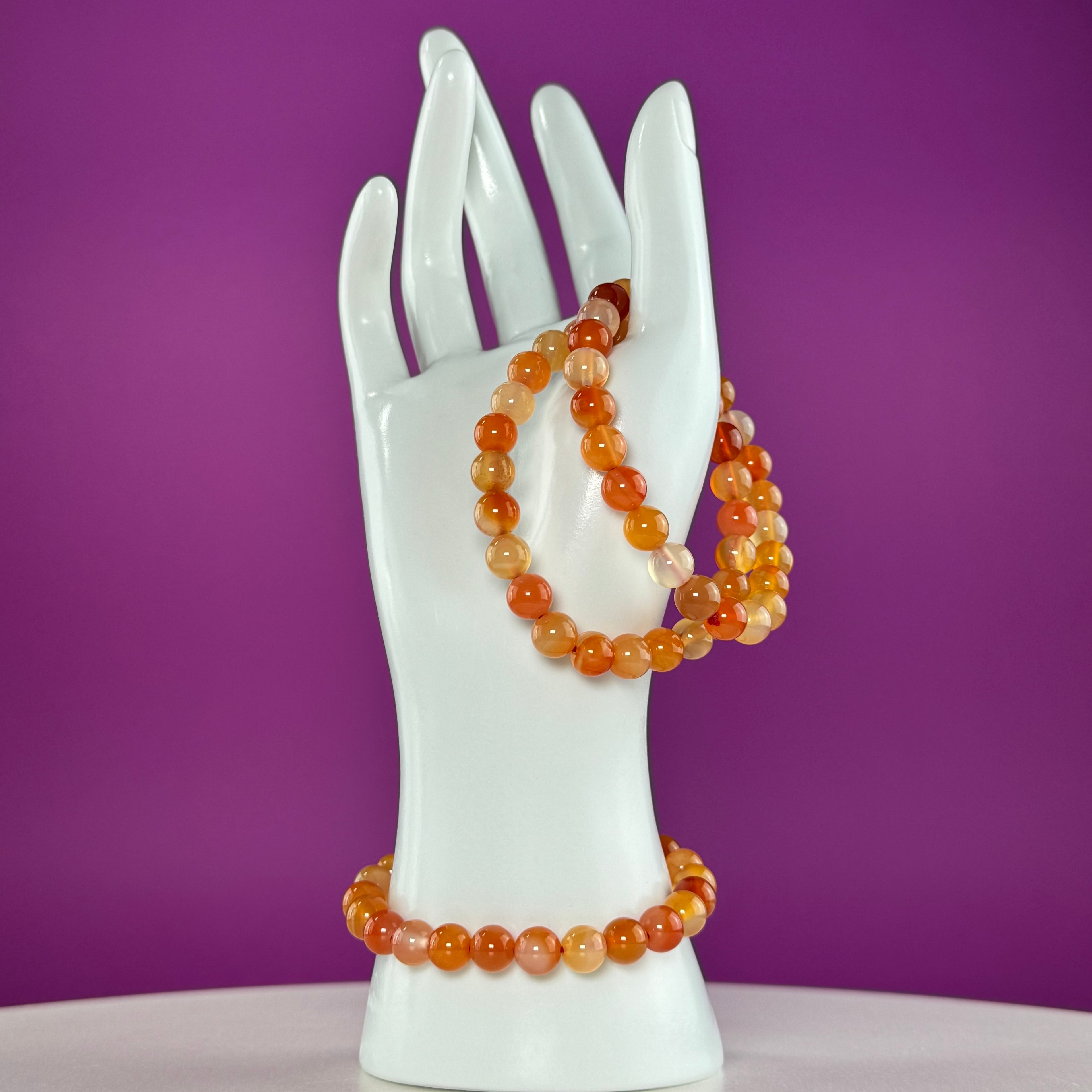 Carnelian Beaded Bracelet – 8mm Crystal Stretch Bracelet for Energy & Confidence